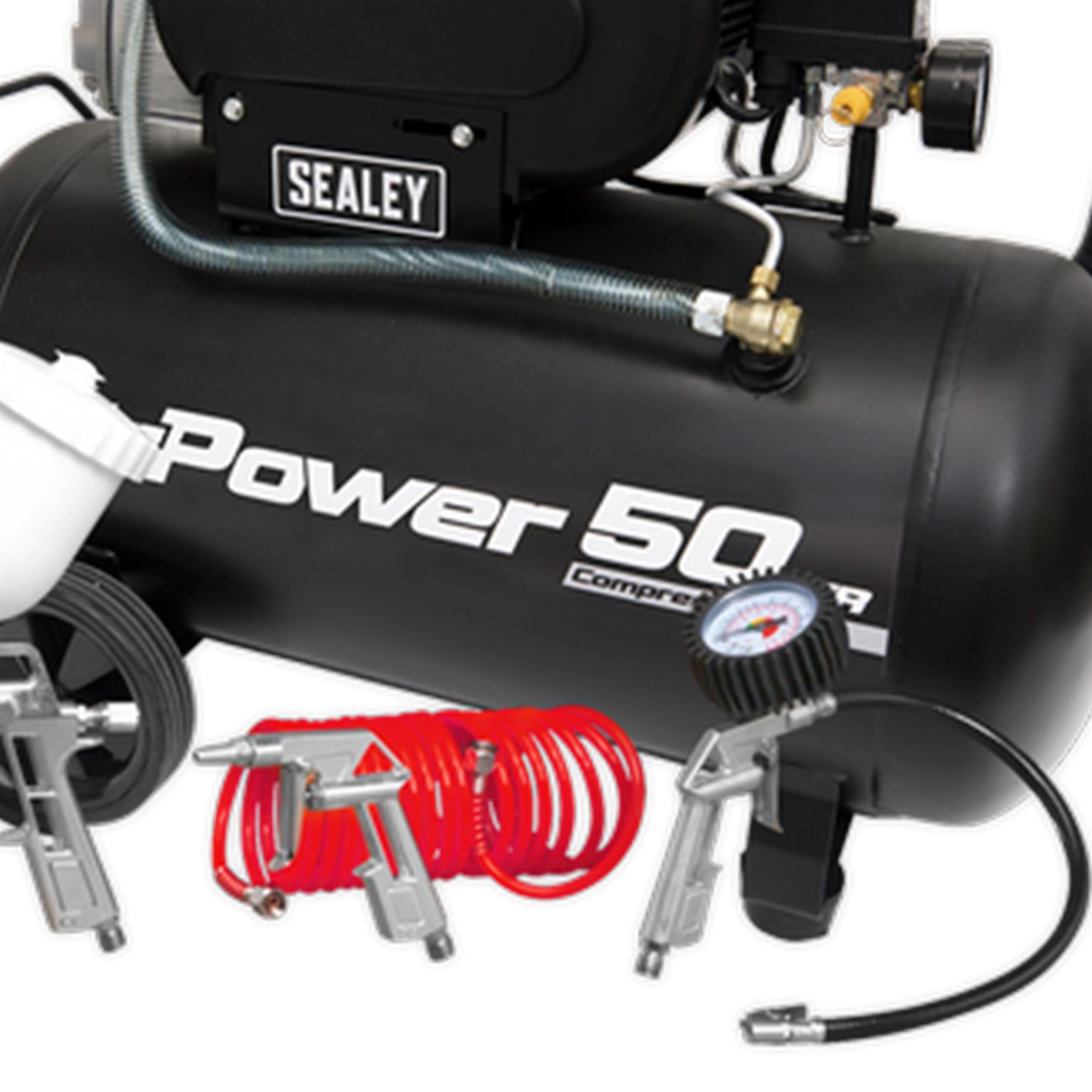 Sealey SAC5020APK Compressor 50L Direct Drive 2hp with 4pc Air Accessory Kit