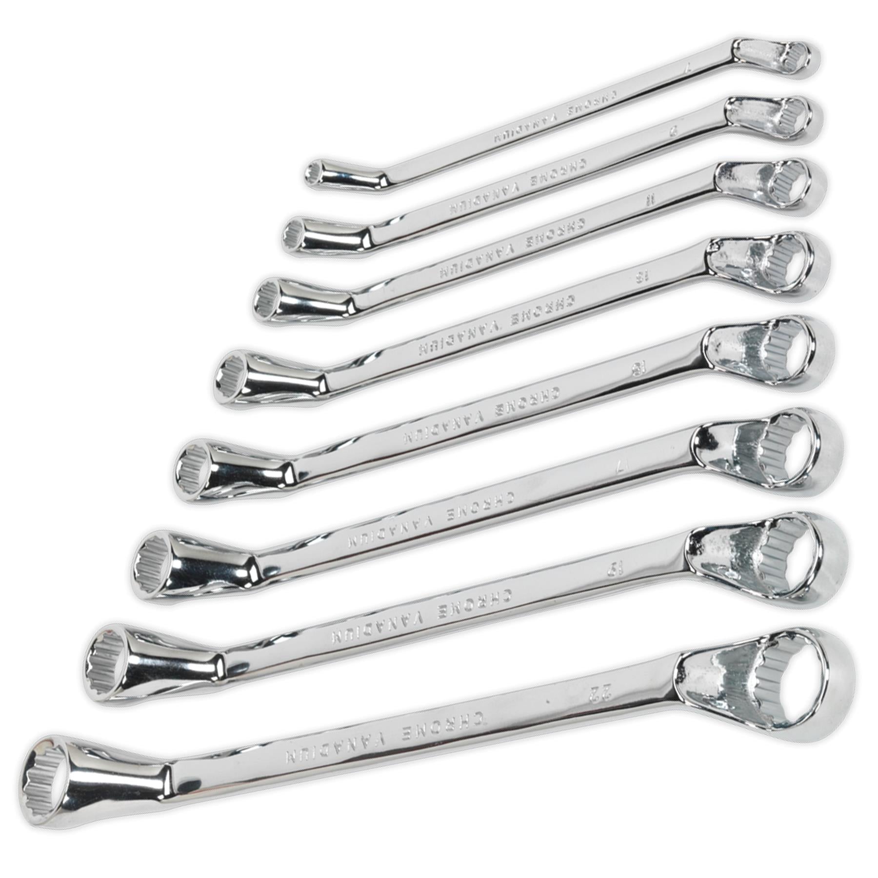 Sealey Deep Offset Ring Spanner Set 8pc Metric