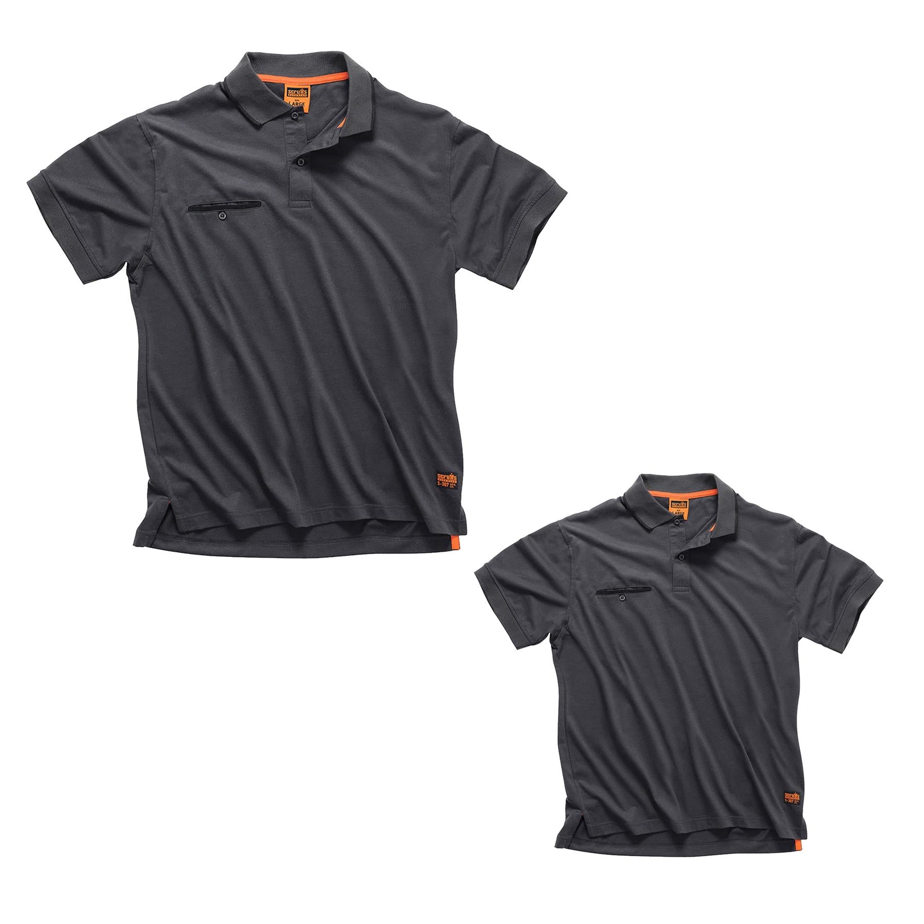 Scruffs Graphite Grey Polo Shirt Short Sleeve Workwear Mens T Shirt Size L