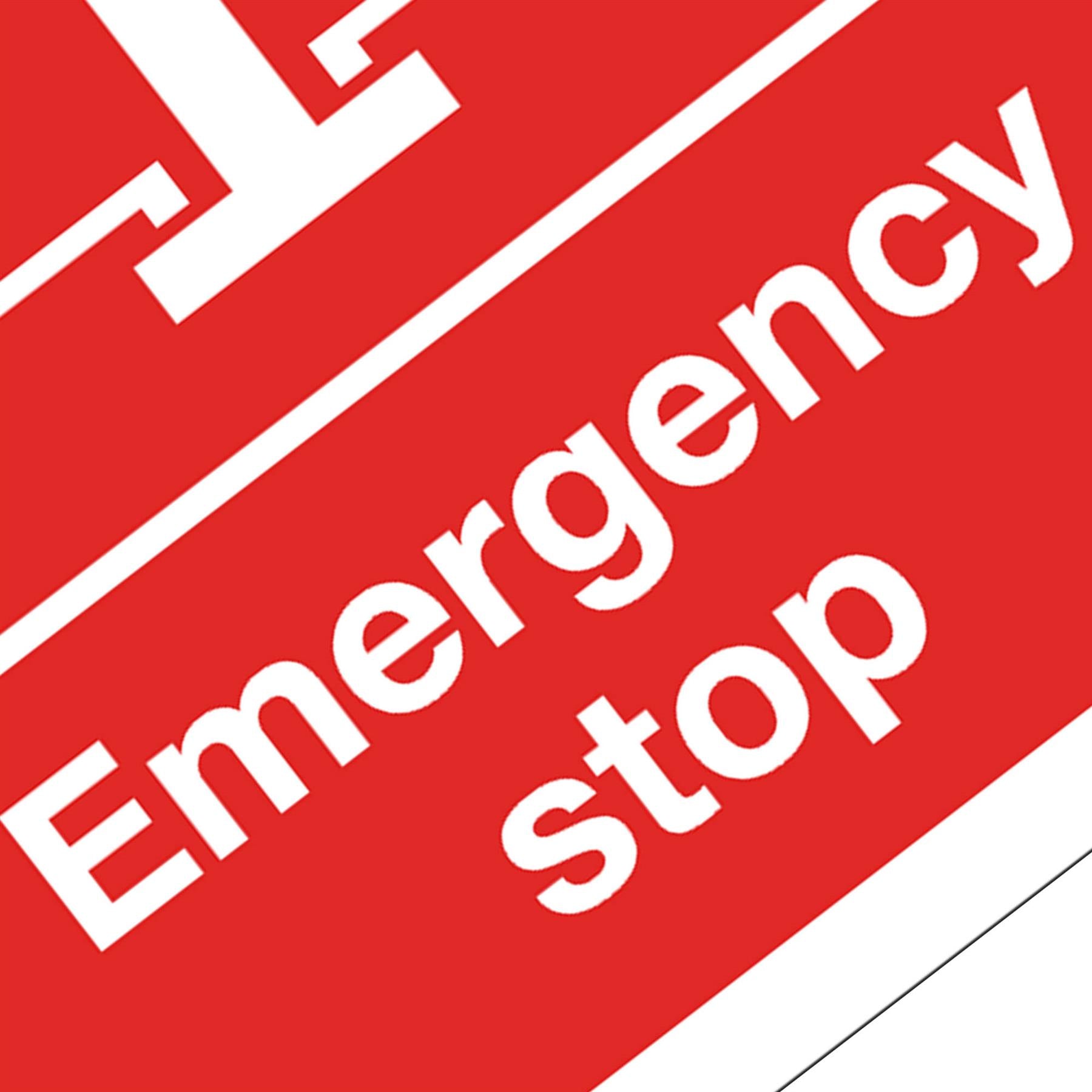 Sealey Safety Sign - Emergency Stop - Self-Adhes. - Pack of 10