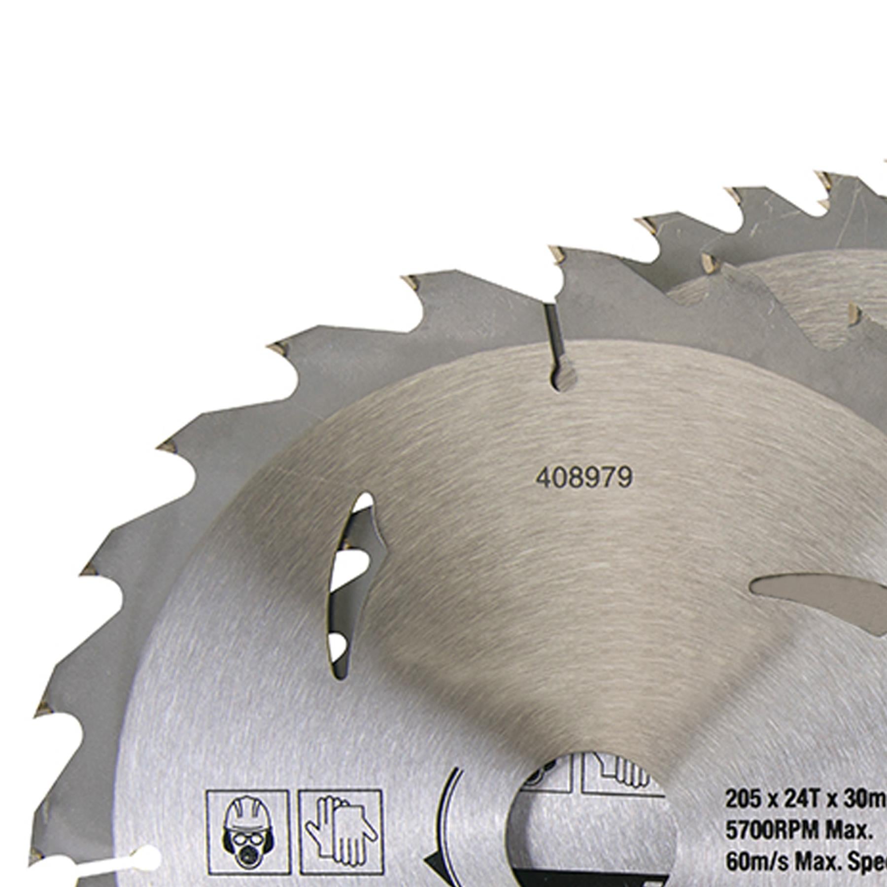 3 Piece TCT Circular Saw Blade Set 205 x 30 - 25, 18, 16mm Rings