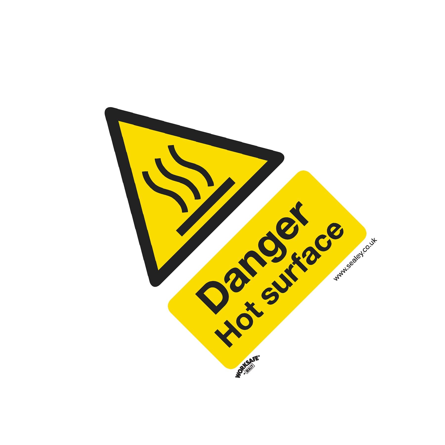 Warning Safety Sign - Danger Hot Surface - Self-Adhesive Vinyl
