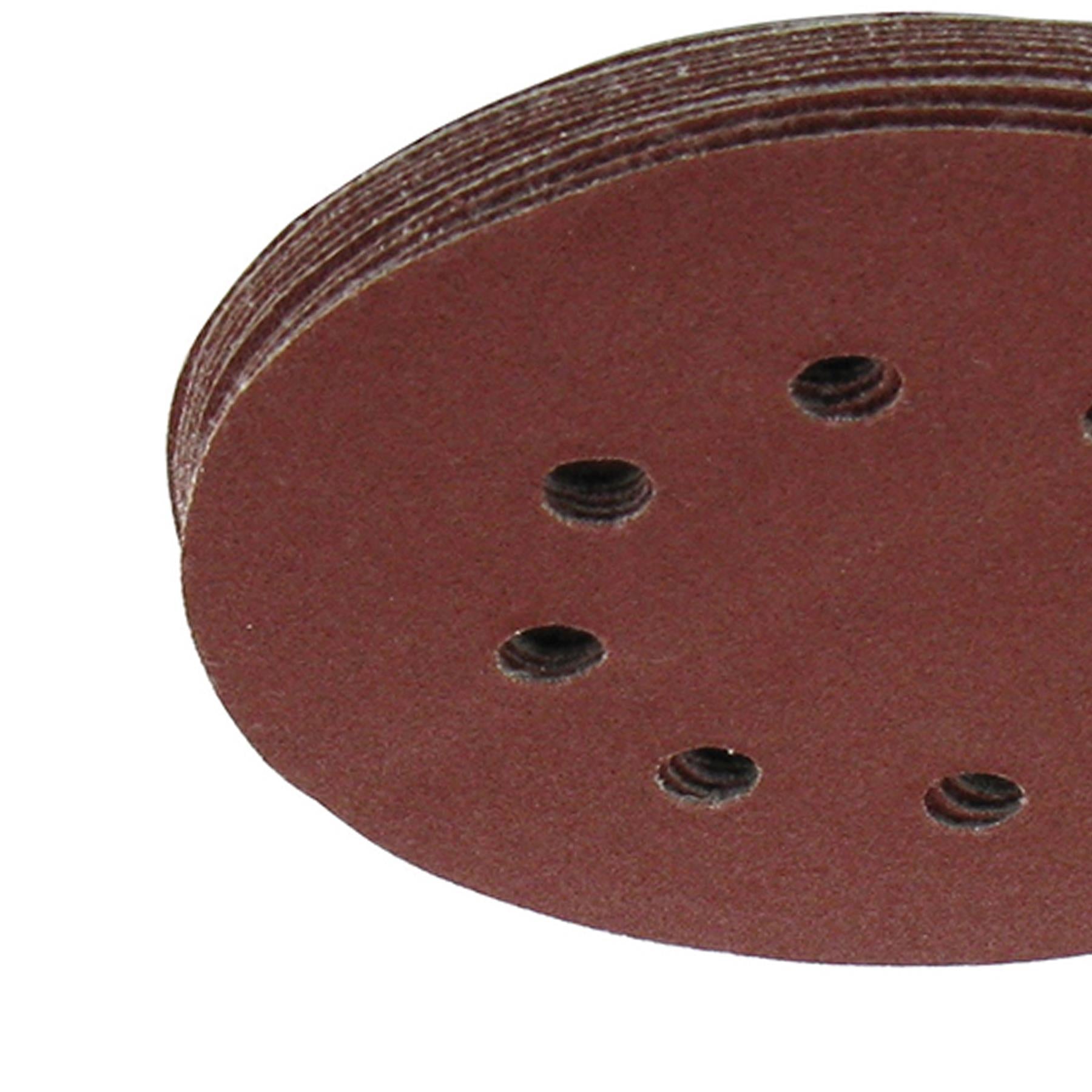 Punched Sanding Discs 125mm 10Pk Grit 80 Hook & Loop Aluminium Oxide New
