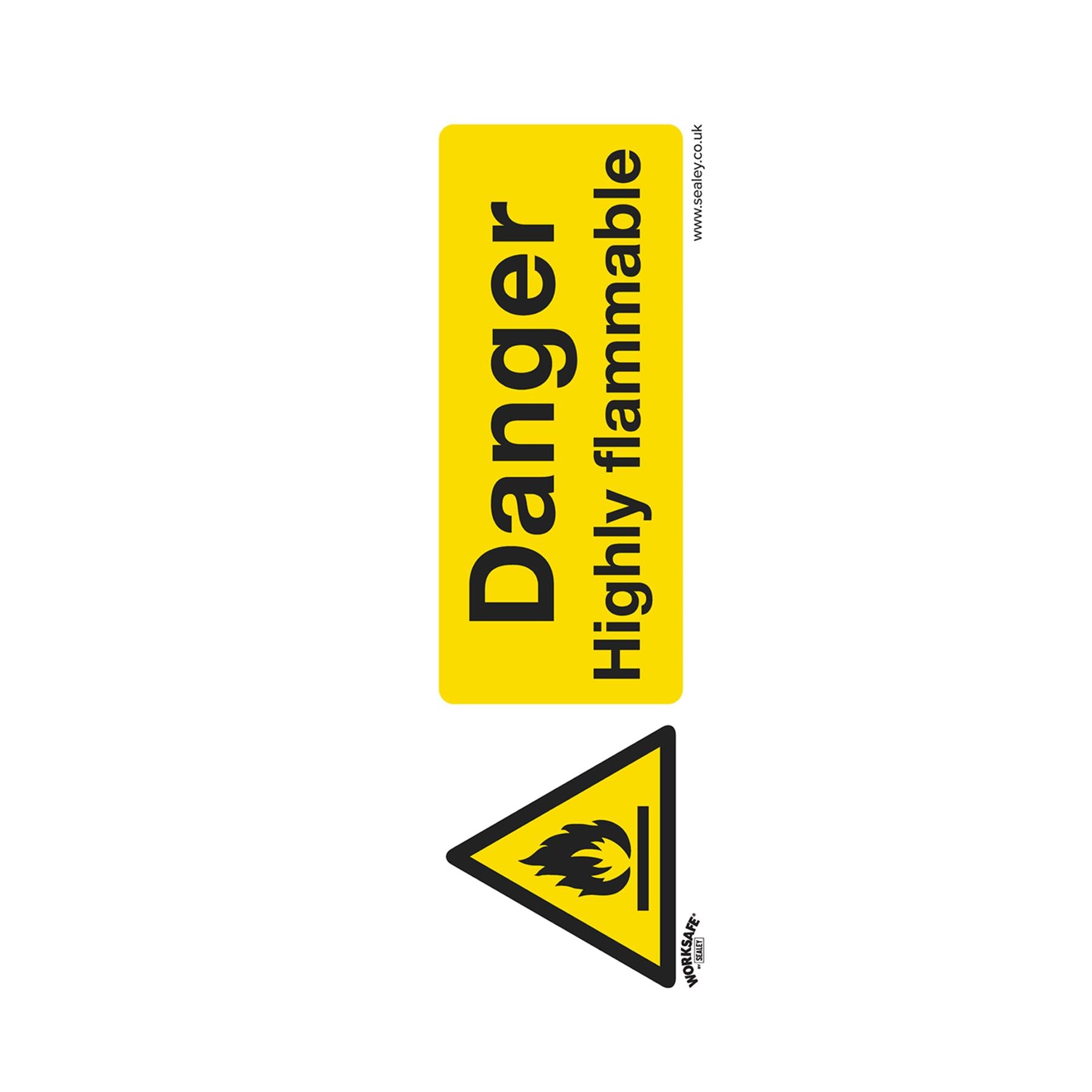 Sealey Safety Sign - Danger Highly Flammable - Plastic - Pack of 10