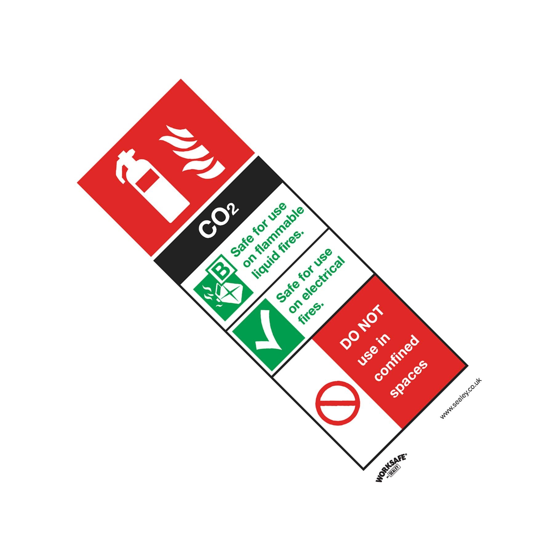 Sealey Safety Sign - CO2 Fire Extinguisher - Rigid Plastic-Pk of 10