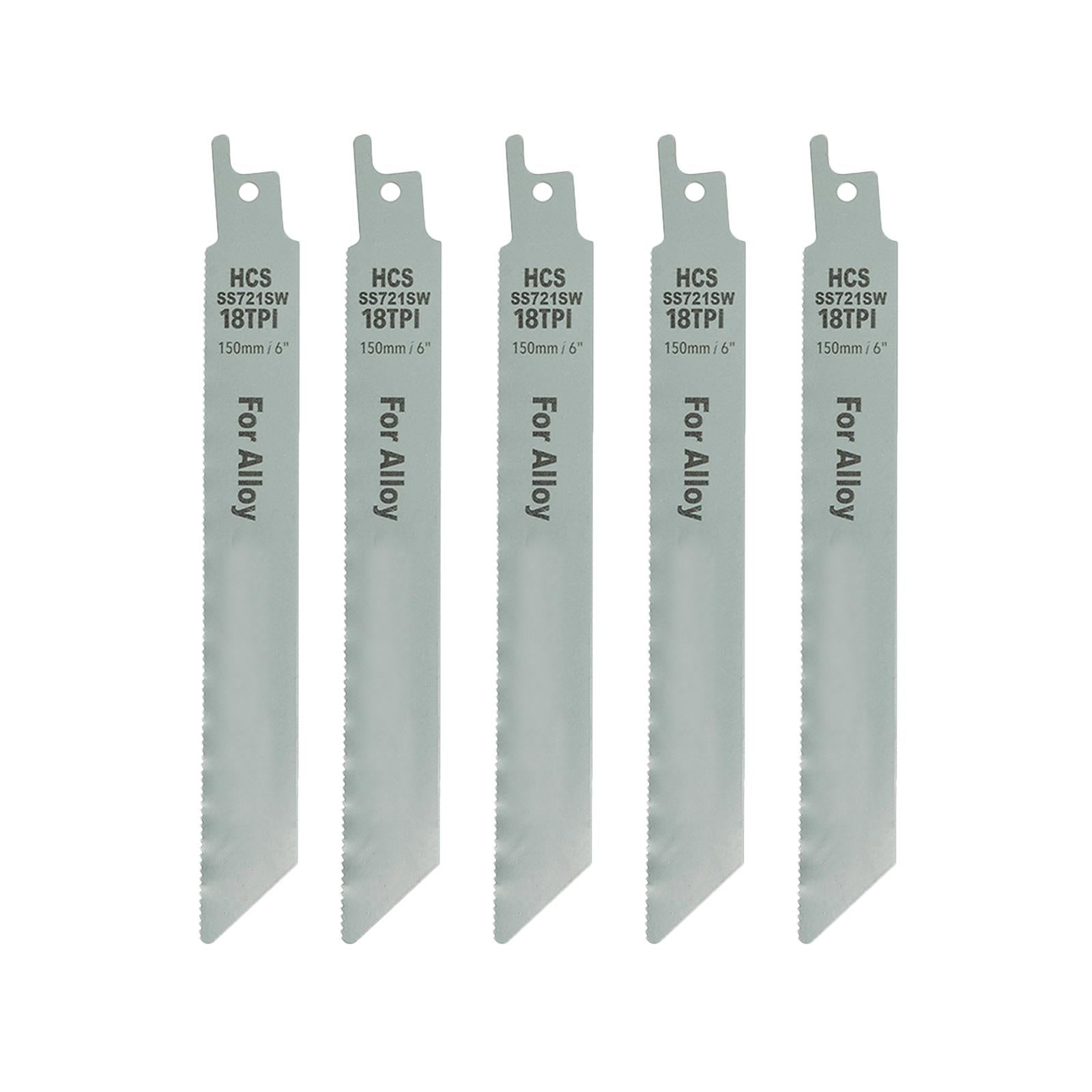 5 x Reciprocating Saw Blades 18 Tpi 150mm Wood & Soft Alloy Cutting Fine