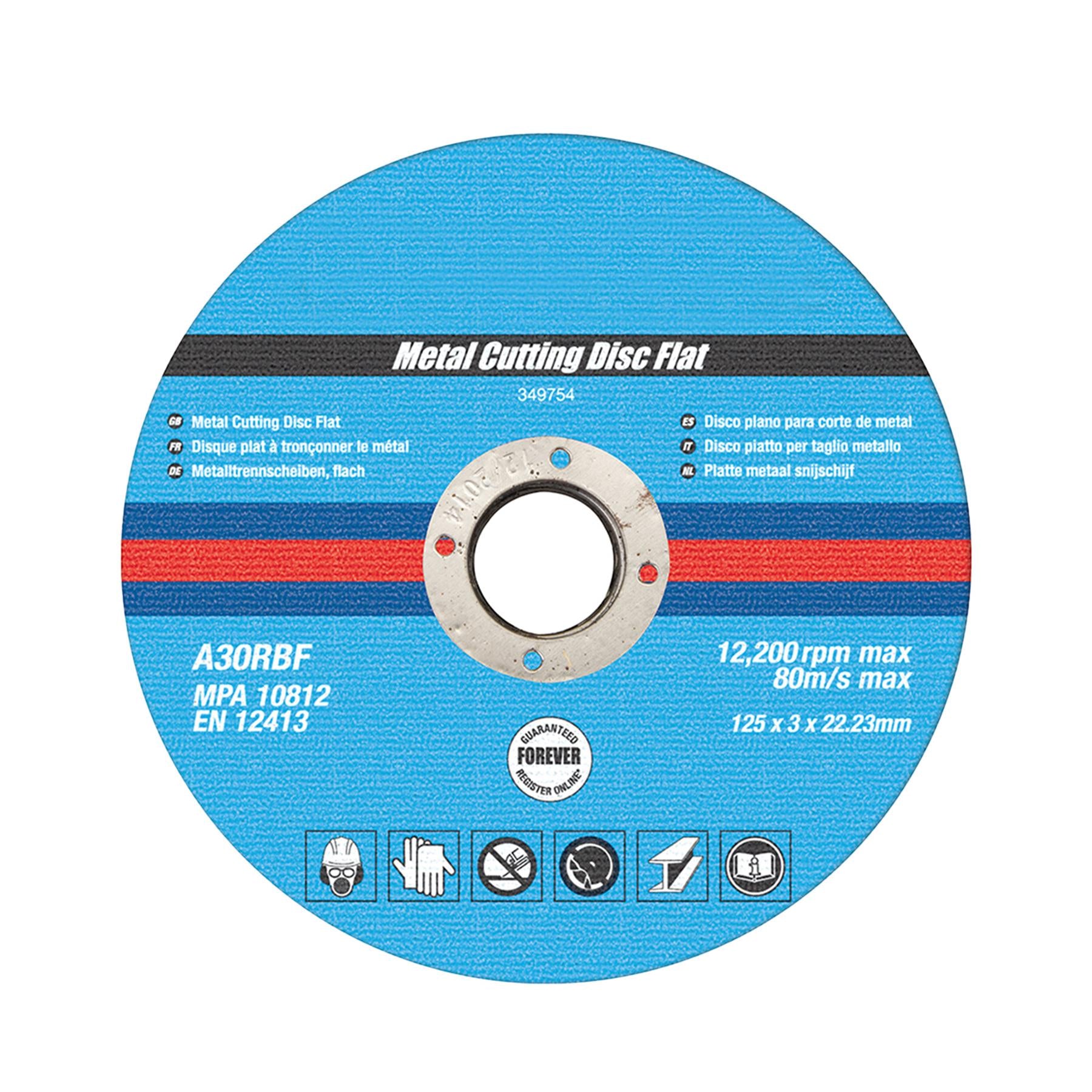 Metal Cutting Discs, Flat, Angle Grinder, 125mm X 3mm, Steel, Grinding 10Pk