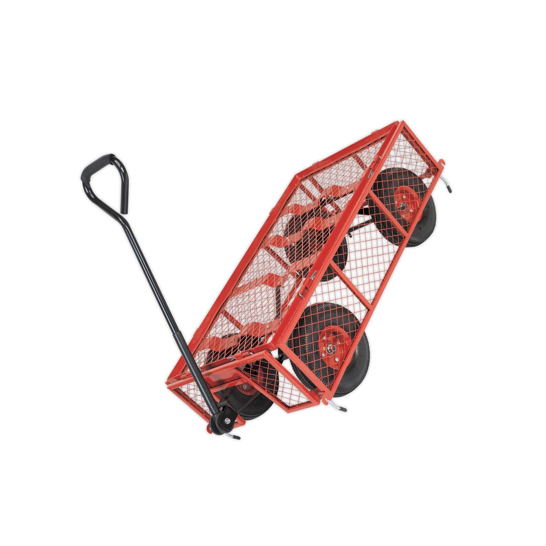 Sealey Platform Truck with Removable Sides Pneumatic Tyres 200kg