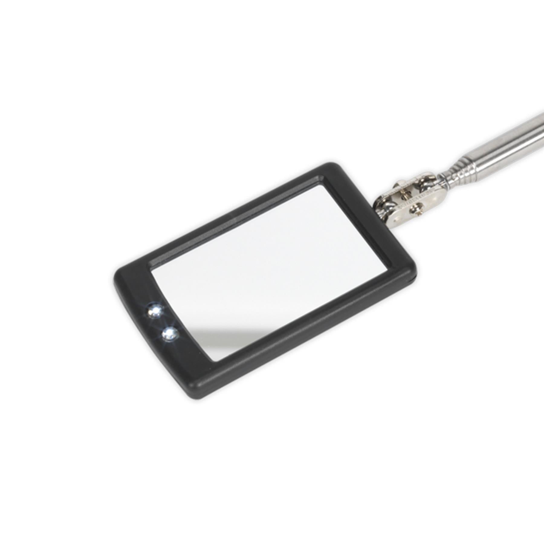 Sealey Telescopic Inspection Mirror 52 x 83mm with 2 LEDs
