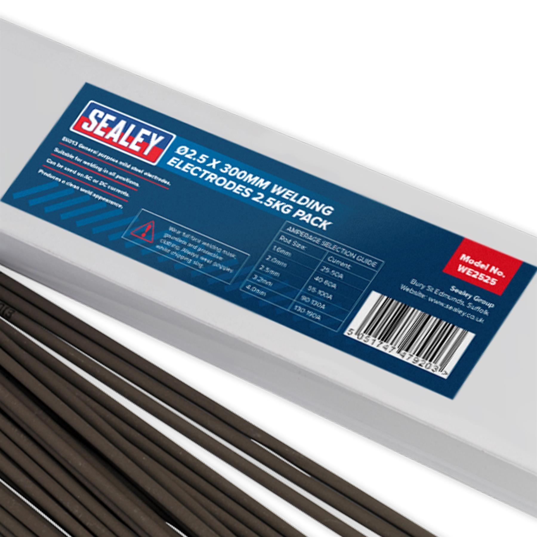 Welding Electrodes 2.5 x 300mm 2.5kg Pack mild steel electrodes made Sealey