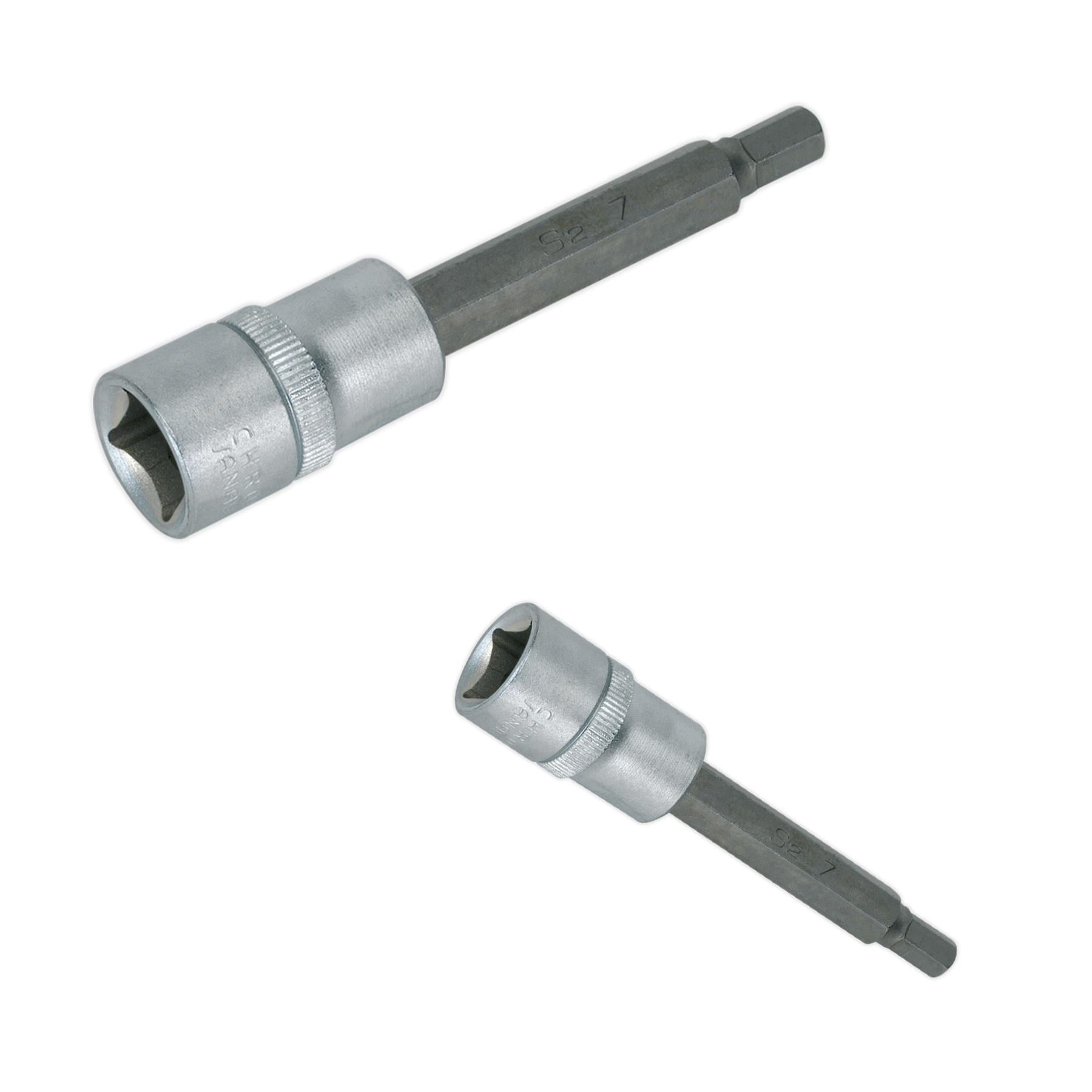 Sealey Hex Socket Bit 7mm Long 1/2"Sq Drive Satin Finish