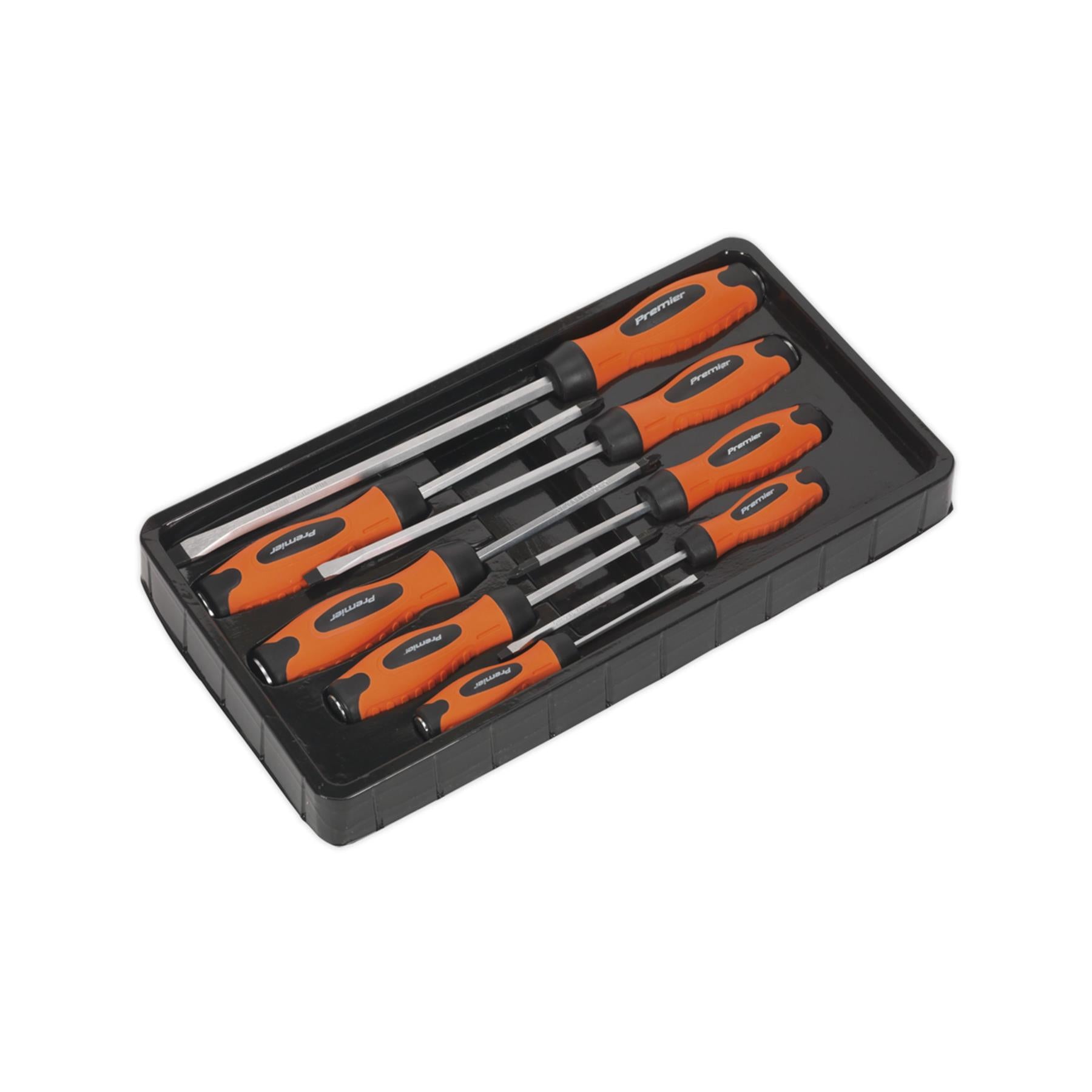 Sealey Screwdriver Set 8pc Hammer-Thru Hi-Vis Orange