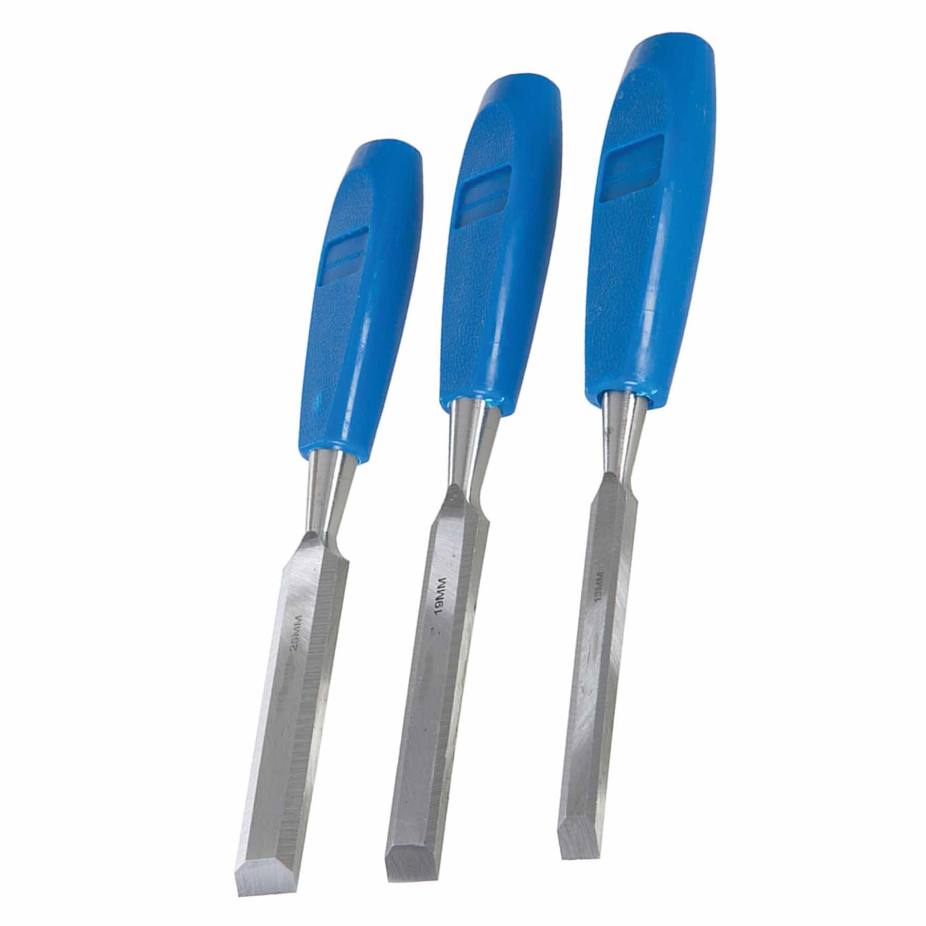 Wood Chisel Set 3Pc Bevel Edged Chisels With Comfortable Polypropylene Handles