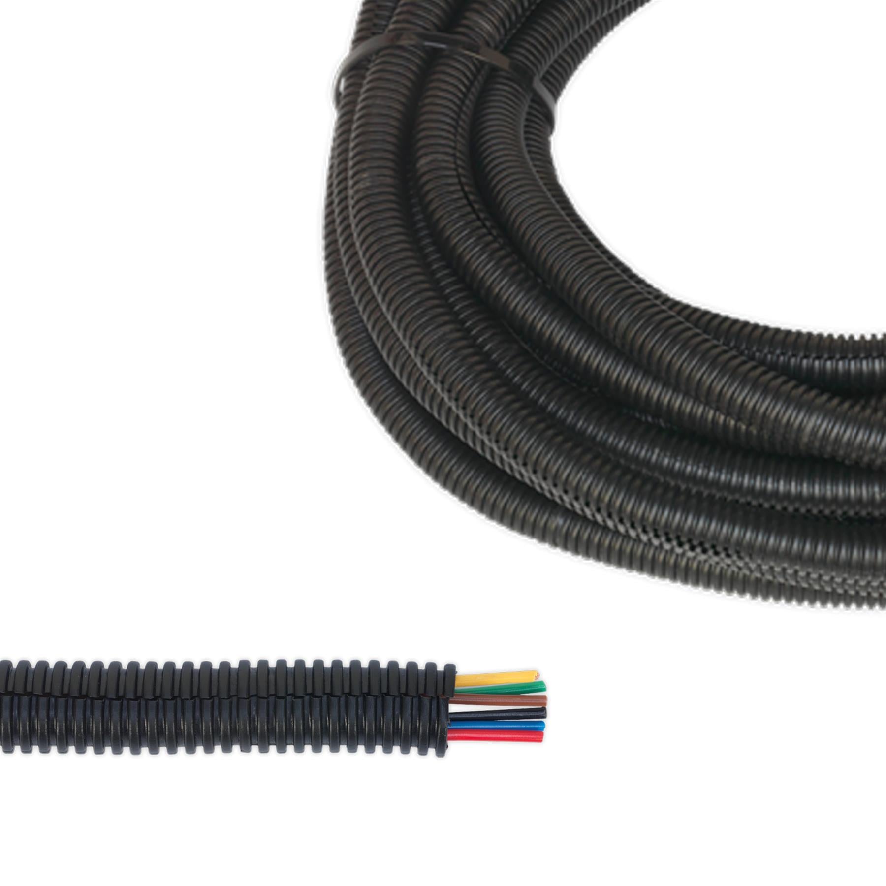 Sealey Convoluted Cable Sleeving Split �17-21mm 10m