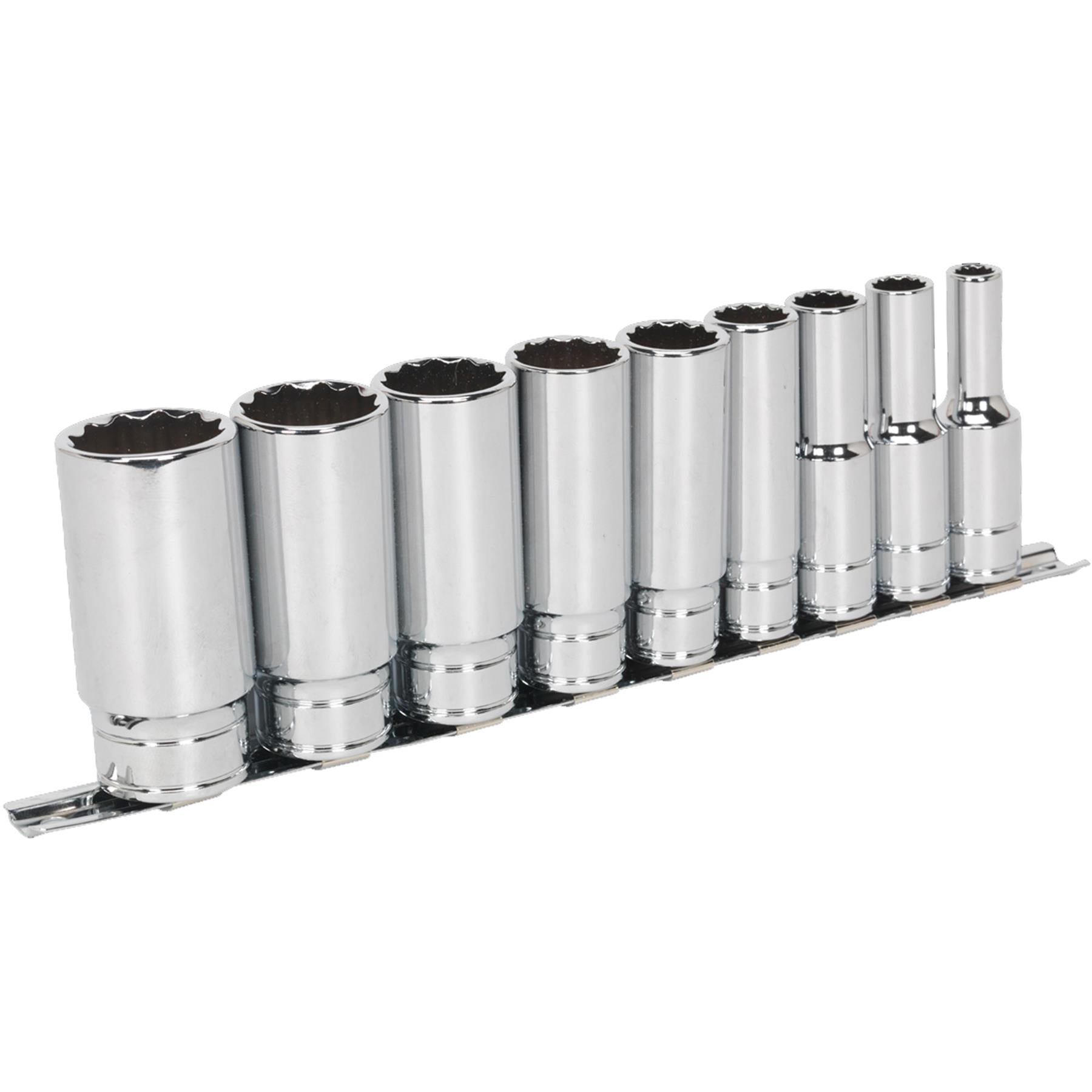 Sealey Socket Set 9pc 1/2"Sq Drive Deep Whitworth