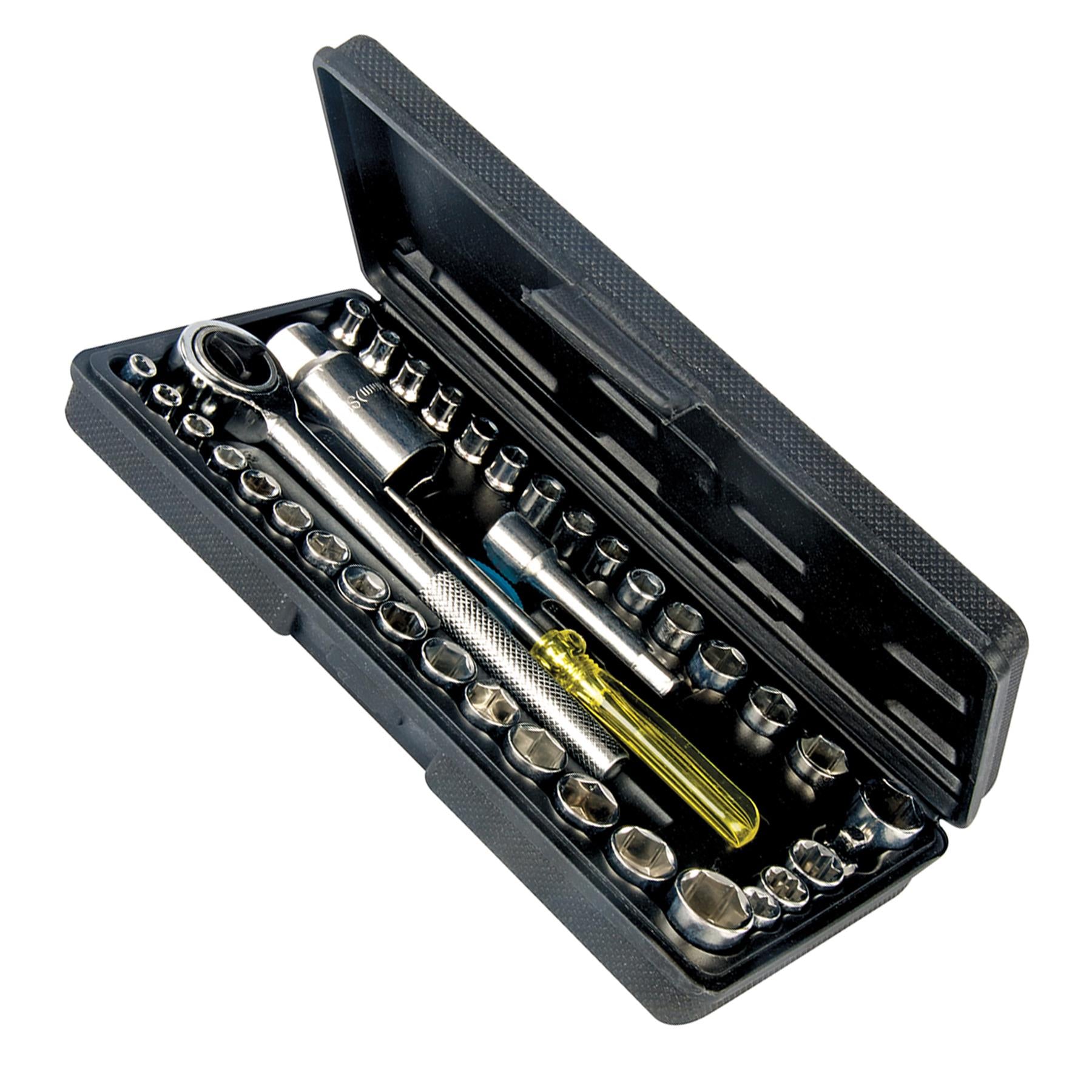 40Pce Socket Set Spinner Ratchet Handle Extension Bar Mechanic Workshop DIY