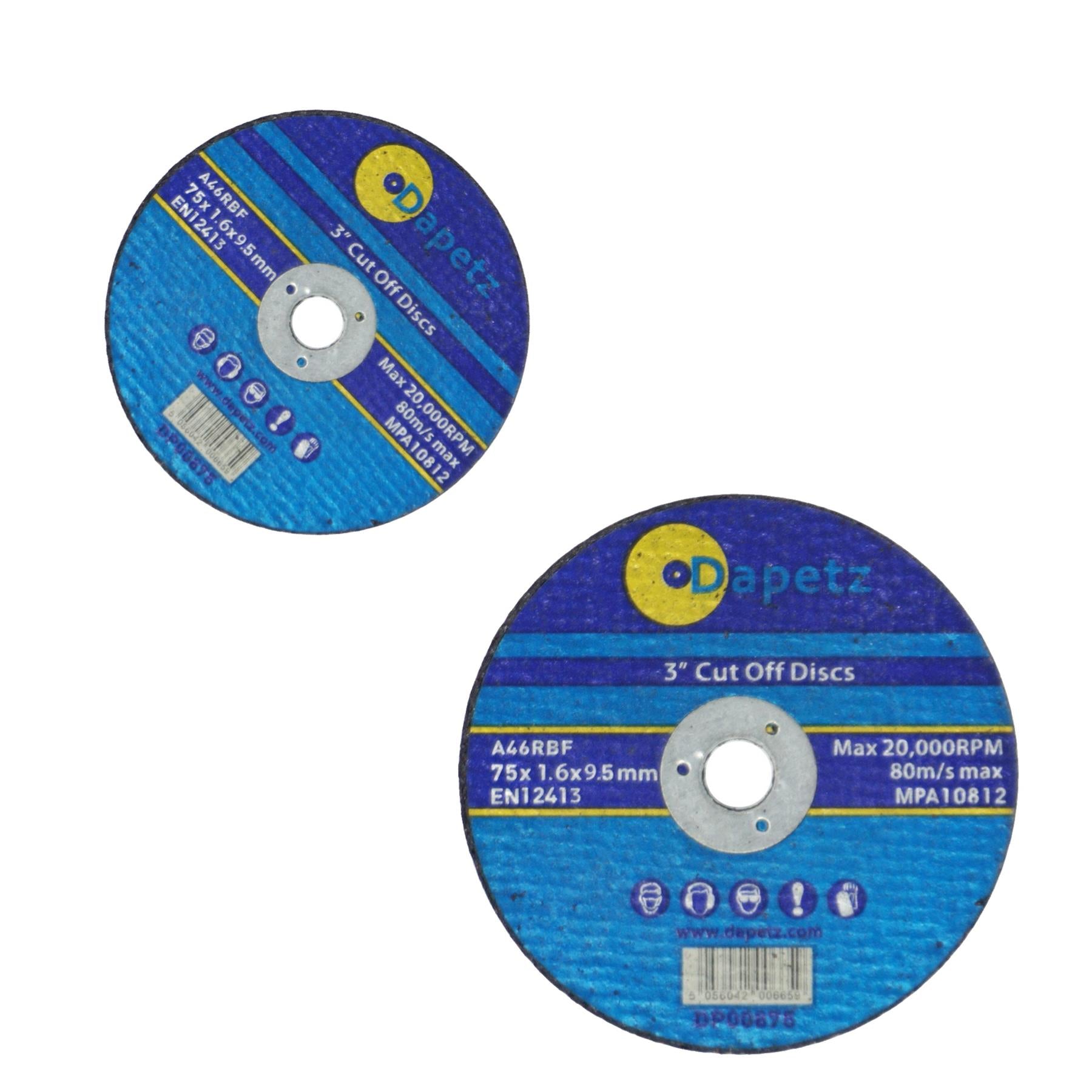 50 Pack 75mm X 1.6mm Metal Cutting Cut Off Discs 9.5mm Bore High Quality