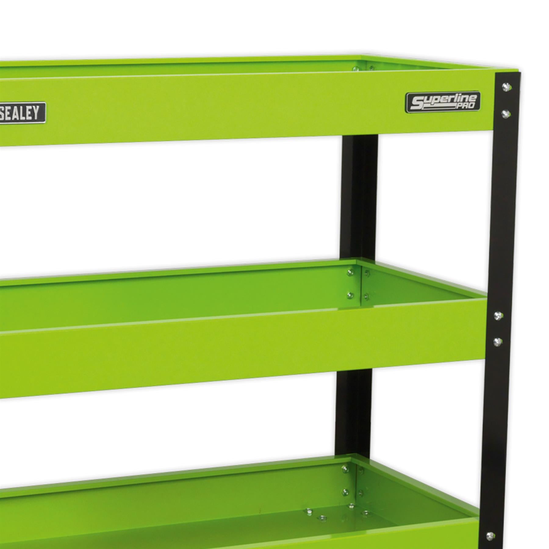 Sealey CX110HV Workshop Trolley 3-Level Heavy-Duty Hi-Vis Green Trolley Garage
