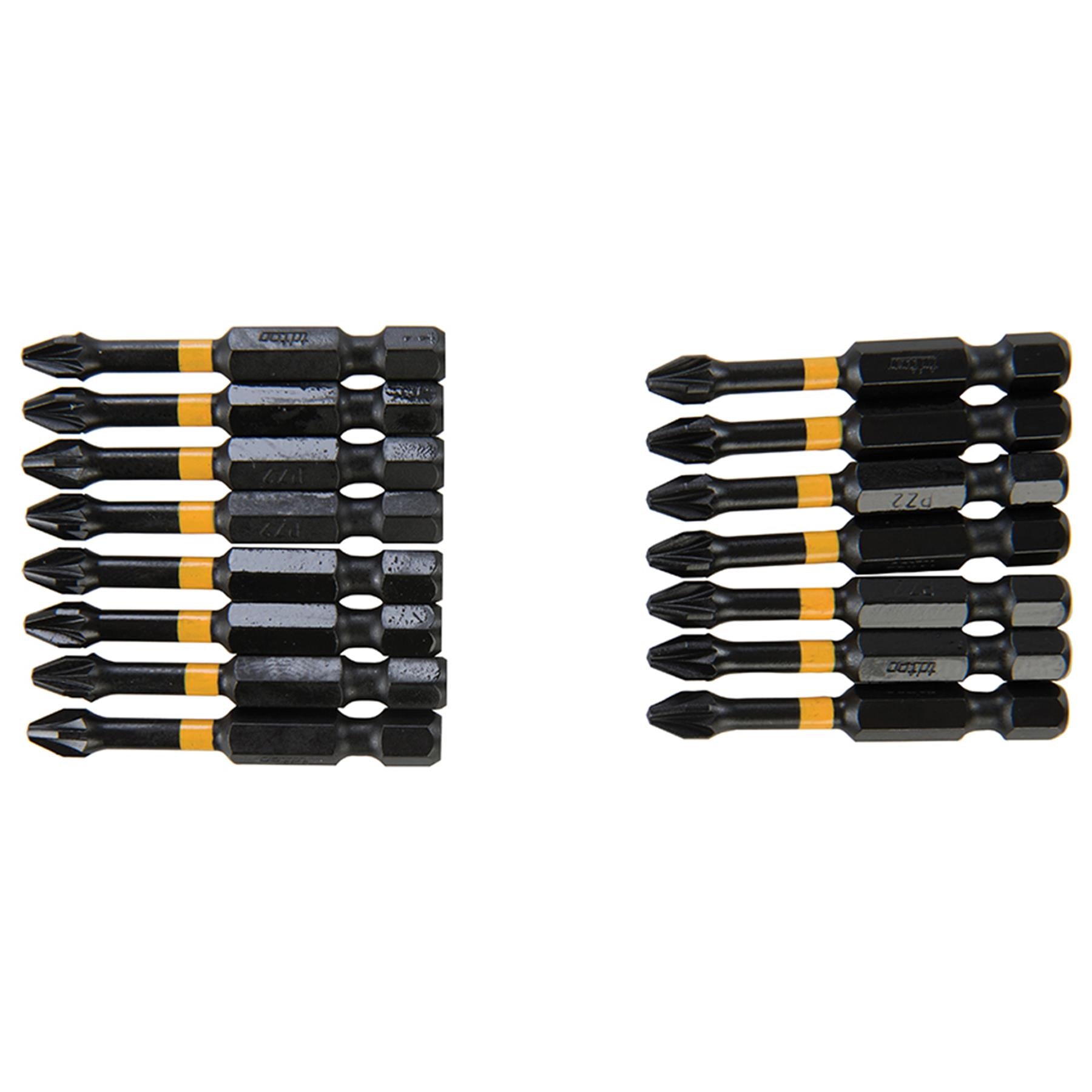 Pozi Screwdriver Impact Bit PZ2 High Torque Premium S2 Steel Drills 50mm 15pcs