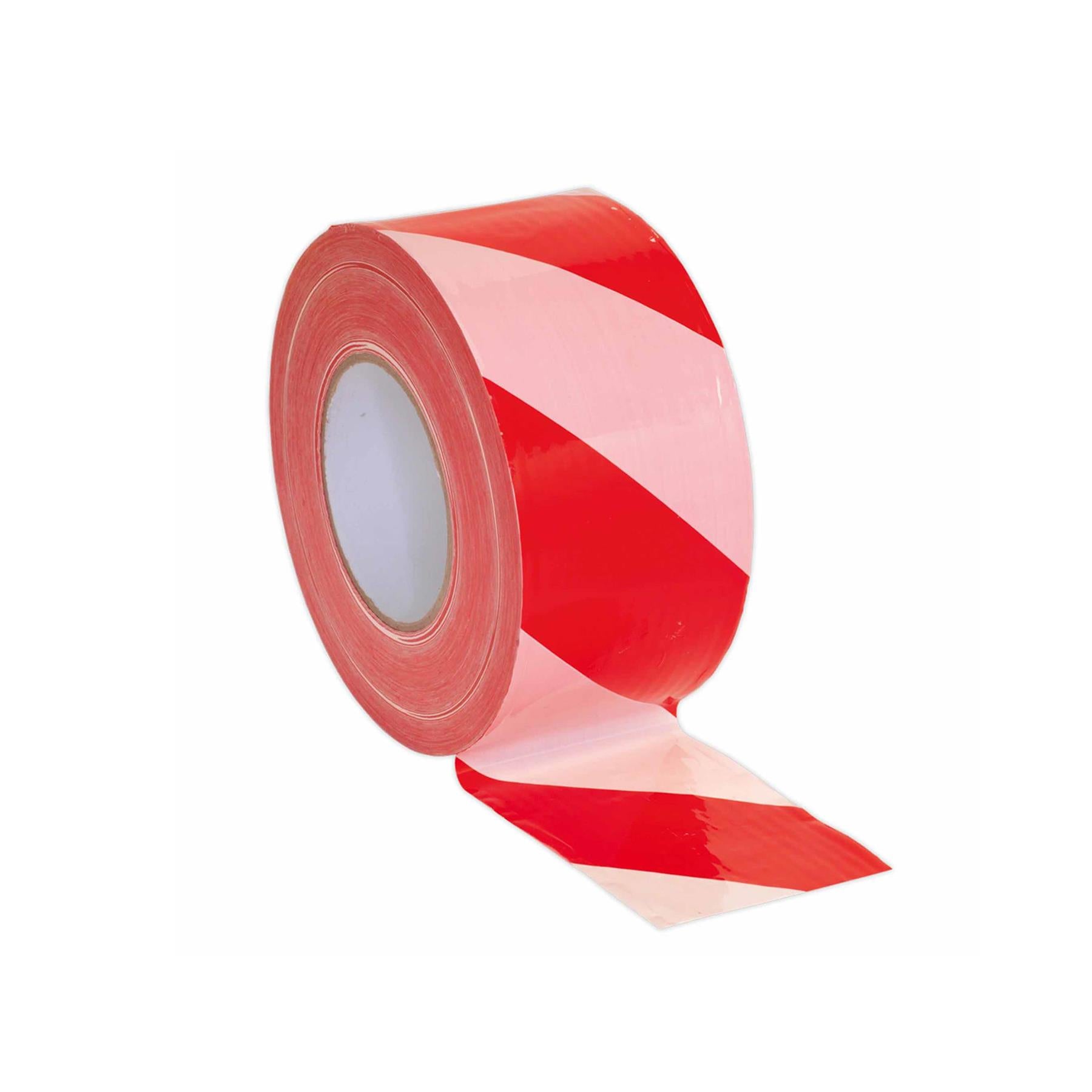 Sealey Hazard Barrier Tape 80mm x 100m Red/White Non-Adhesive