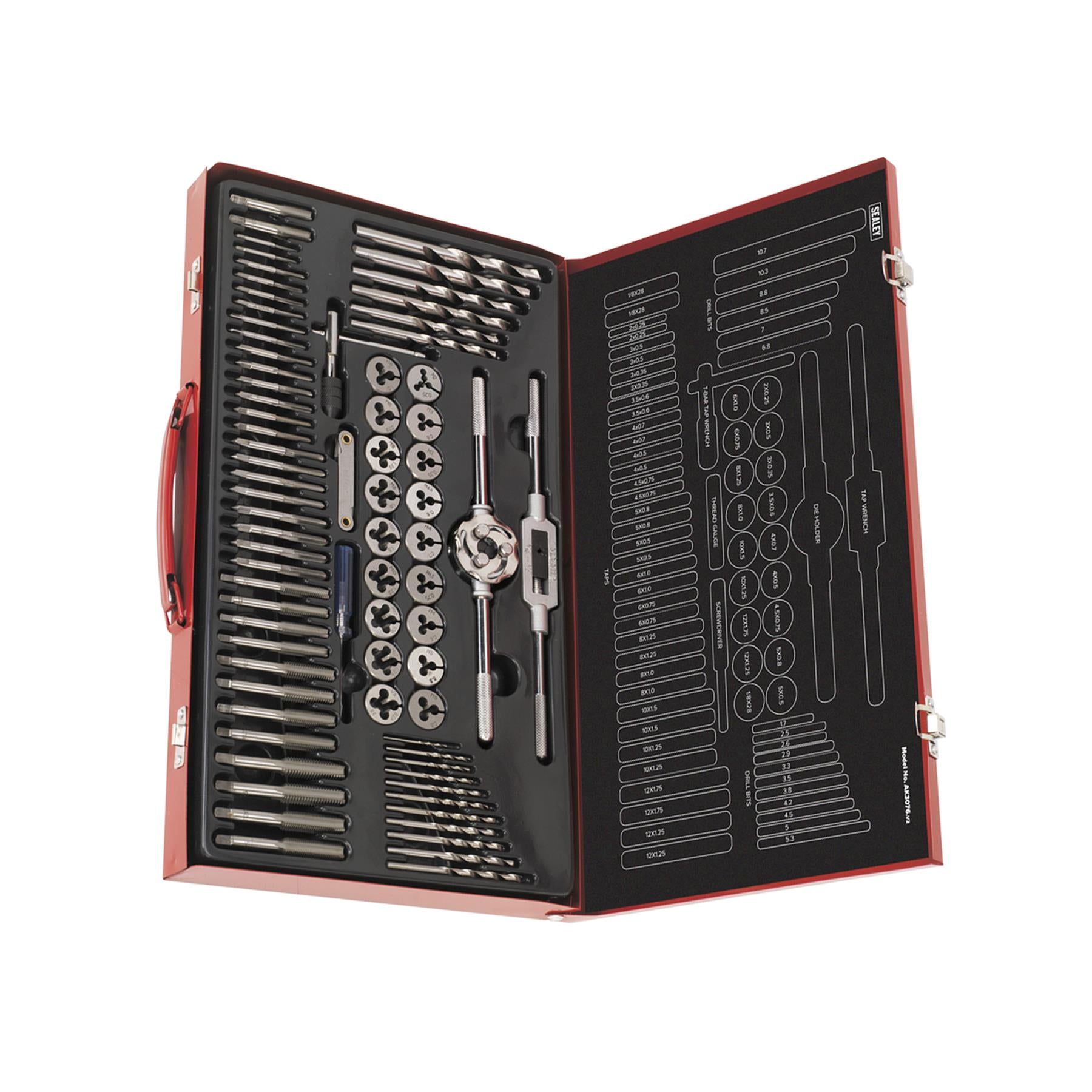 Sealey 76pc Tap and Die Set Split Dies Metric Thread Cutting Tool M3 - M12 Steel