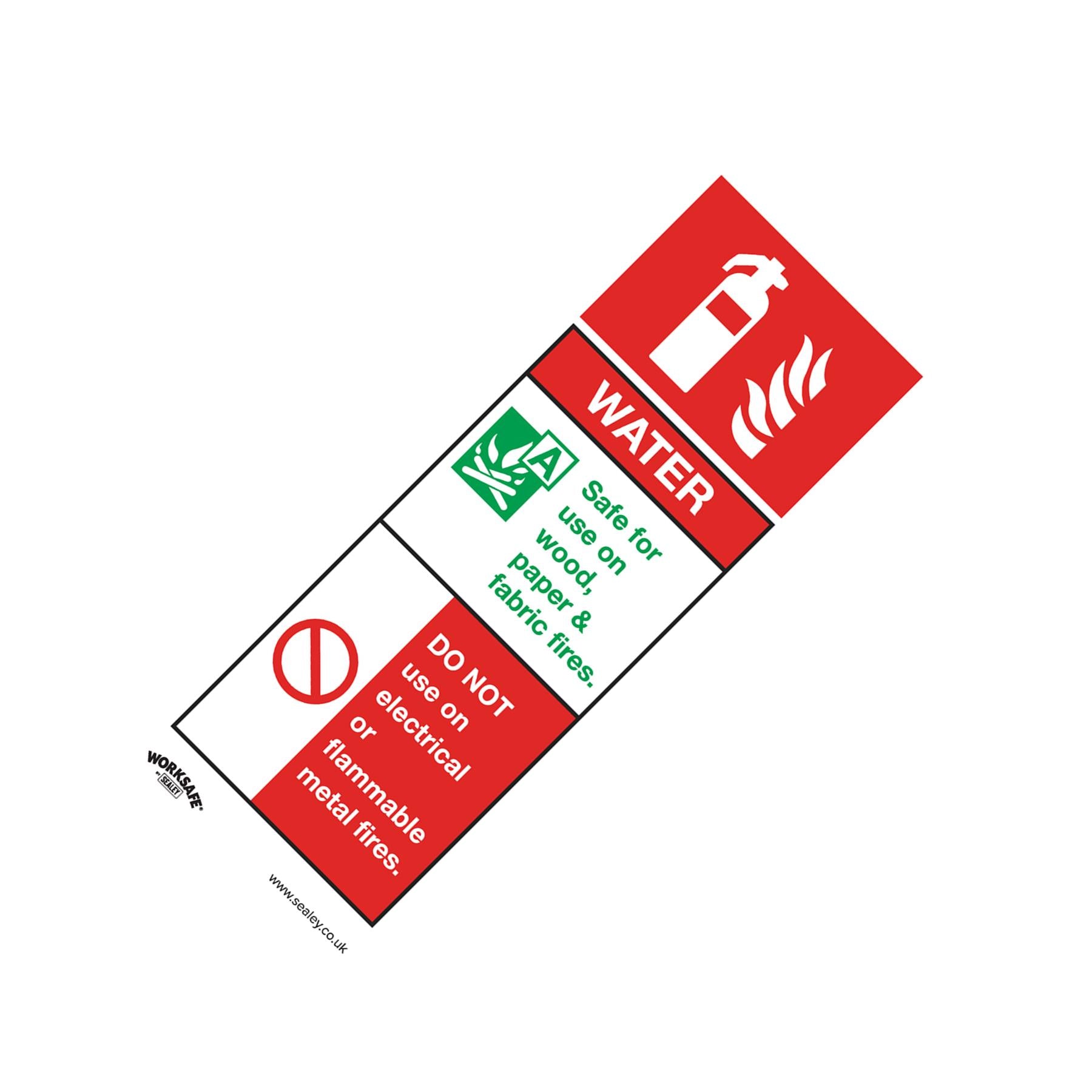 Sealey Safety Sign - Water Fire Ext. - Rigid Plastic - Pack of 10