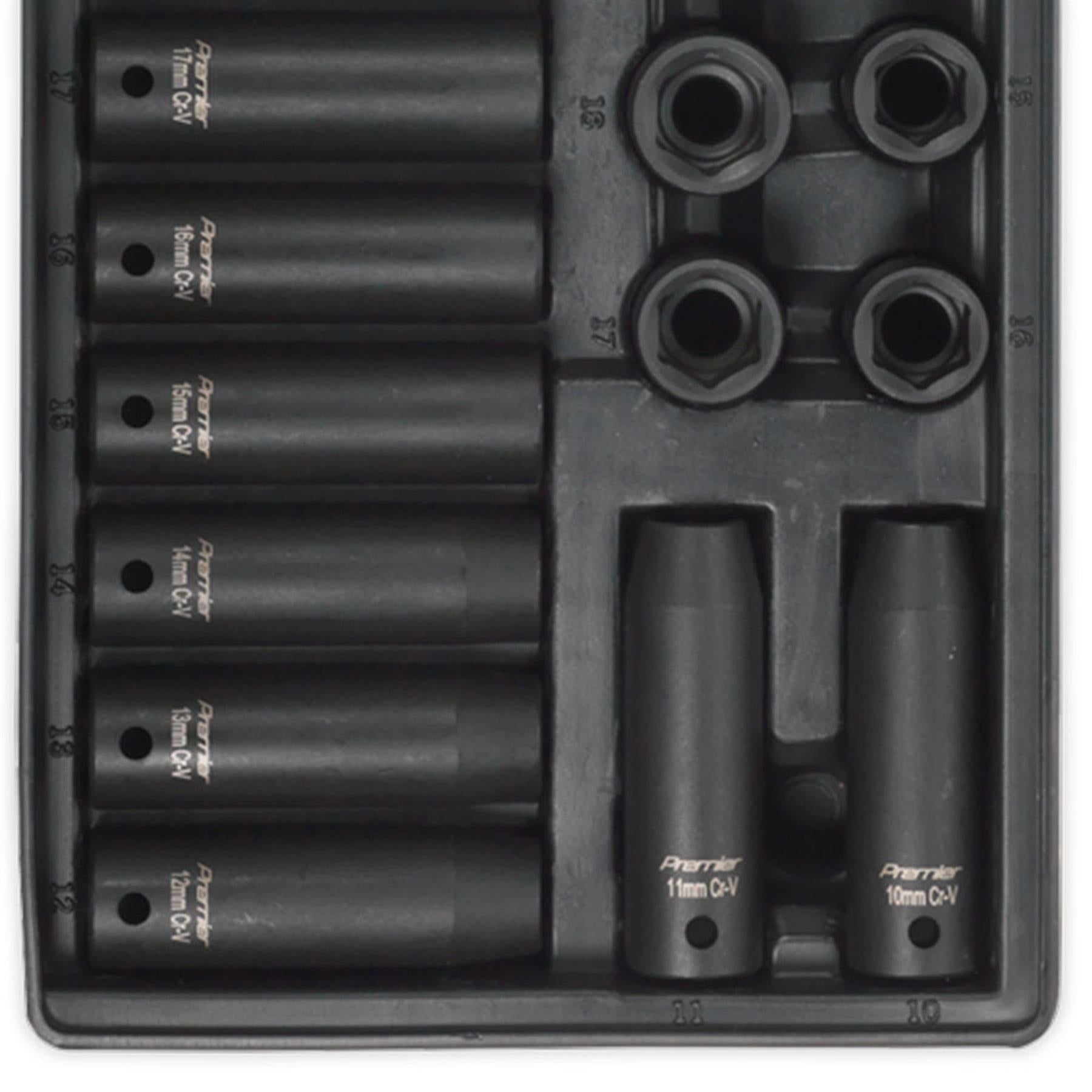 Sealey Tools Tool Tray DEEP & STANDARD Impact Socket Set 28pce 1/2 Drive Metric