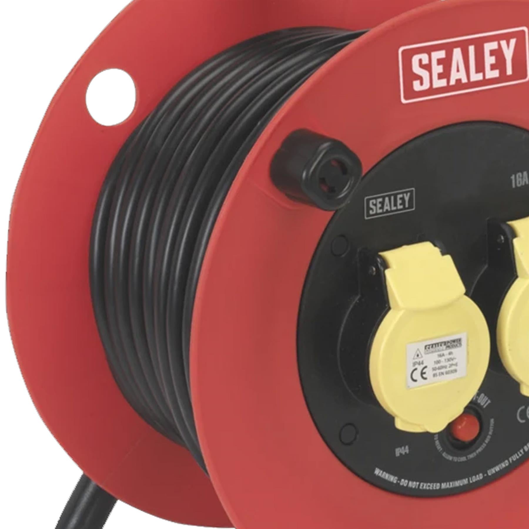 Sealey Cable Reel 25m 2 x 110V 1.5mm² Heavy-Duty Thermal Trip