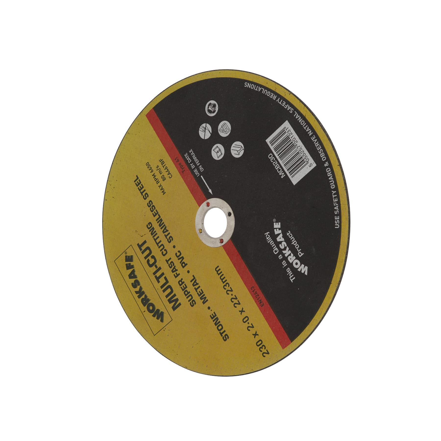 Multi-Cut Disc 230 x 2 x 22mm. Suitable for cutting mild steel Sealey