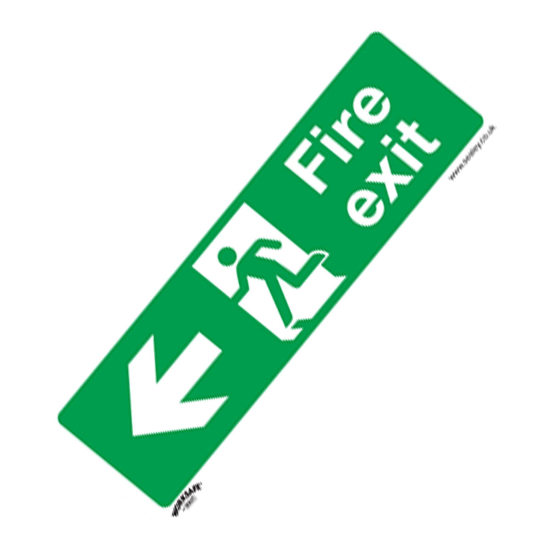 Safety Sign - Fire Exit (Left) - Rigid Plastic - Pack of 10. Sealey