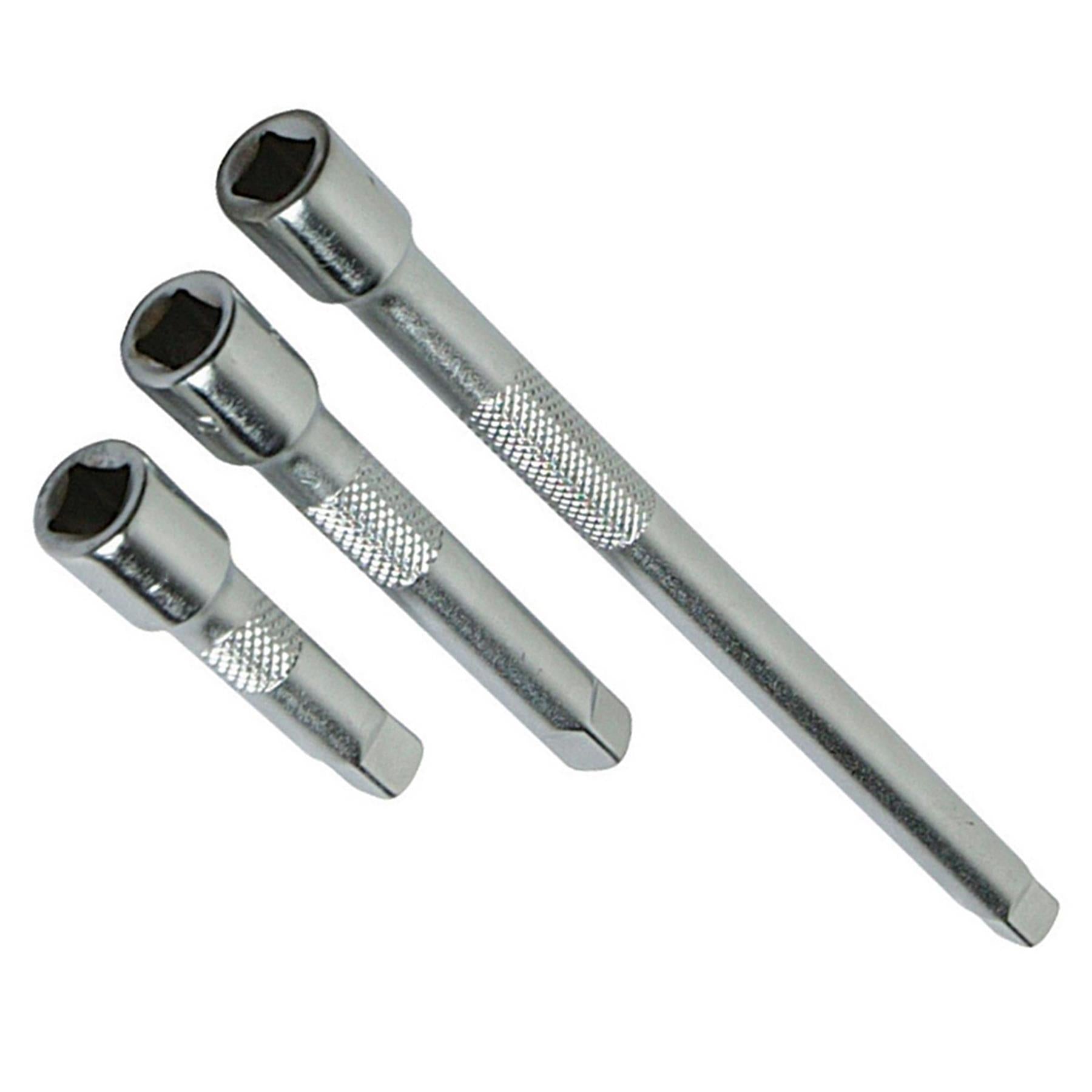 3Pce Extension Bar Set 1/4" Hardened Tempered Chrome-Plated And Polished