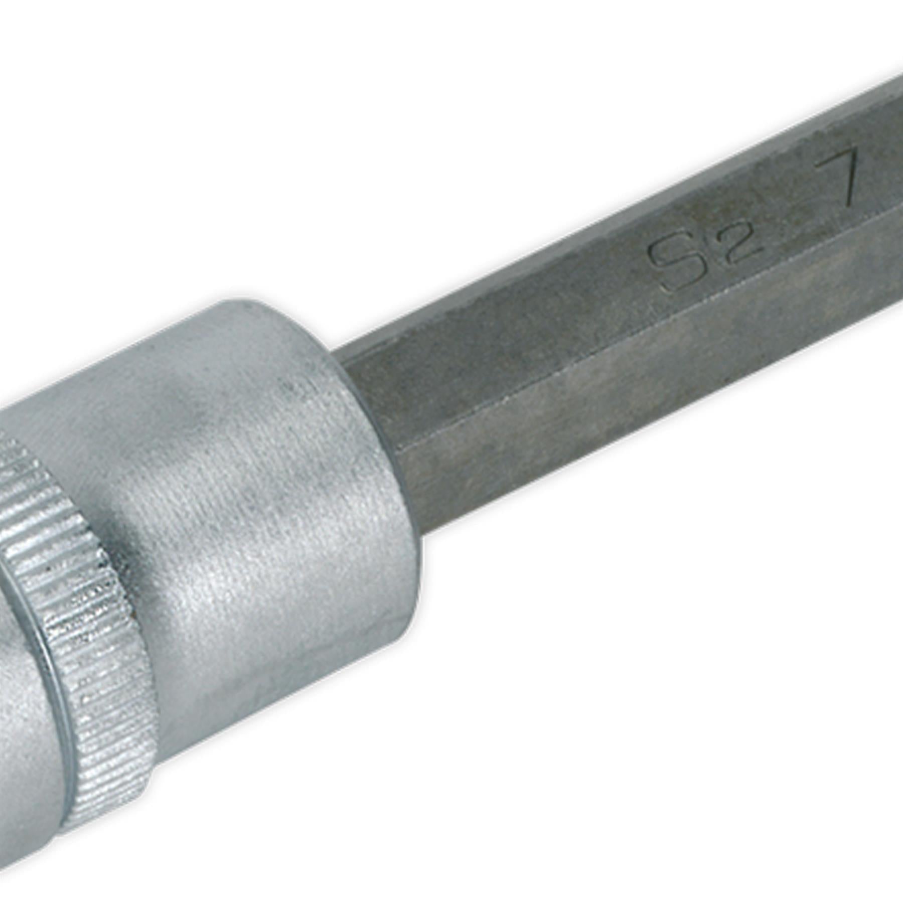 Sealey Hex Socket Bit 7mm Long 1/2"Sq Drive Satin Finish