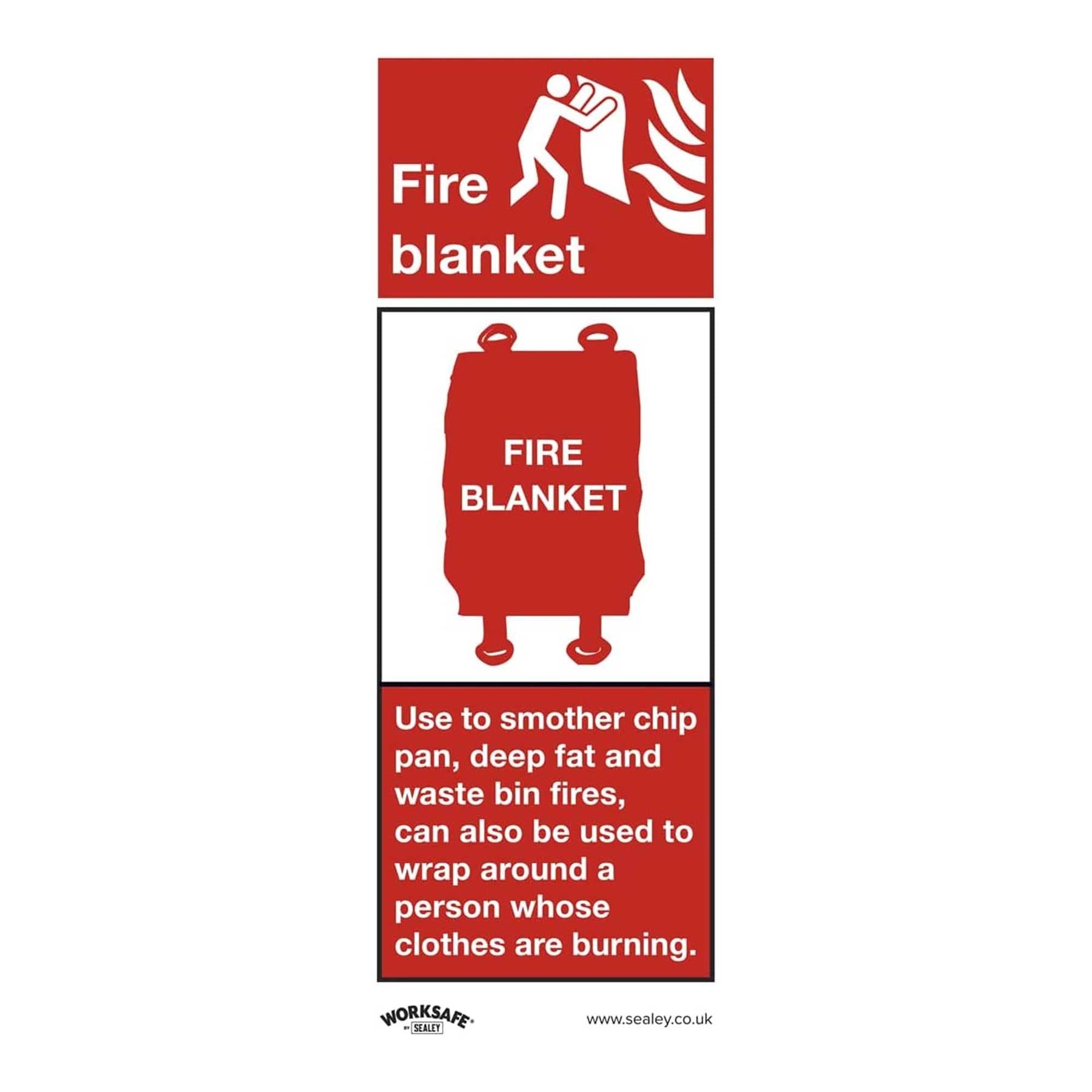 Sealey Safe Conditions Safety Sign - Fire Blanket - Self-Adhesive Vinyl - Pack of 10