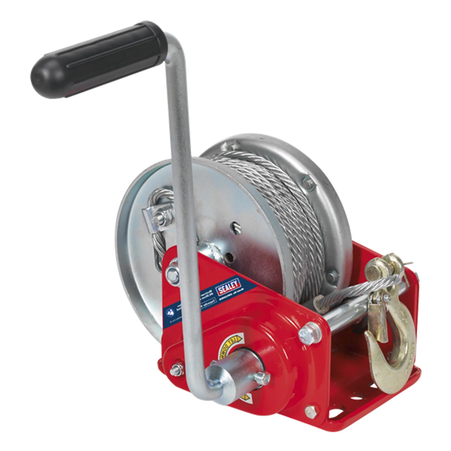 Sealey Geared Hand Winch with Brake & Cable 900kg Capacity