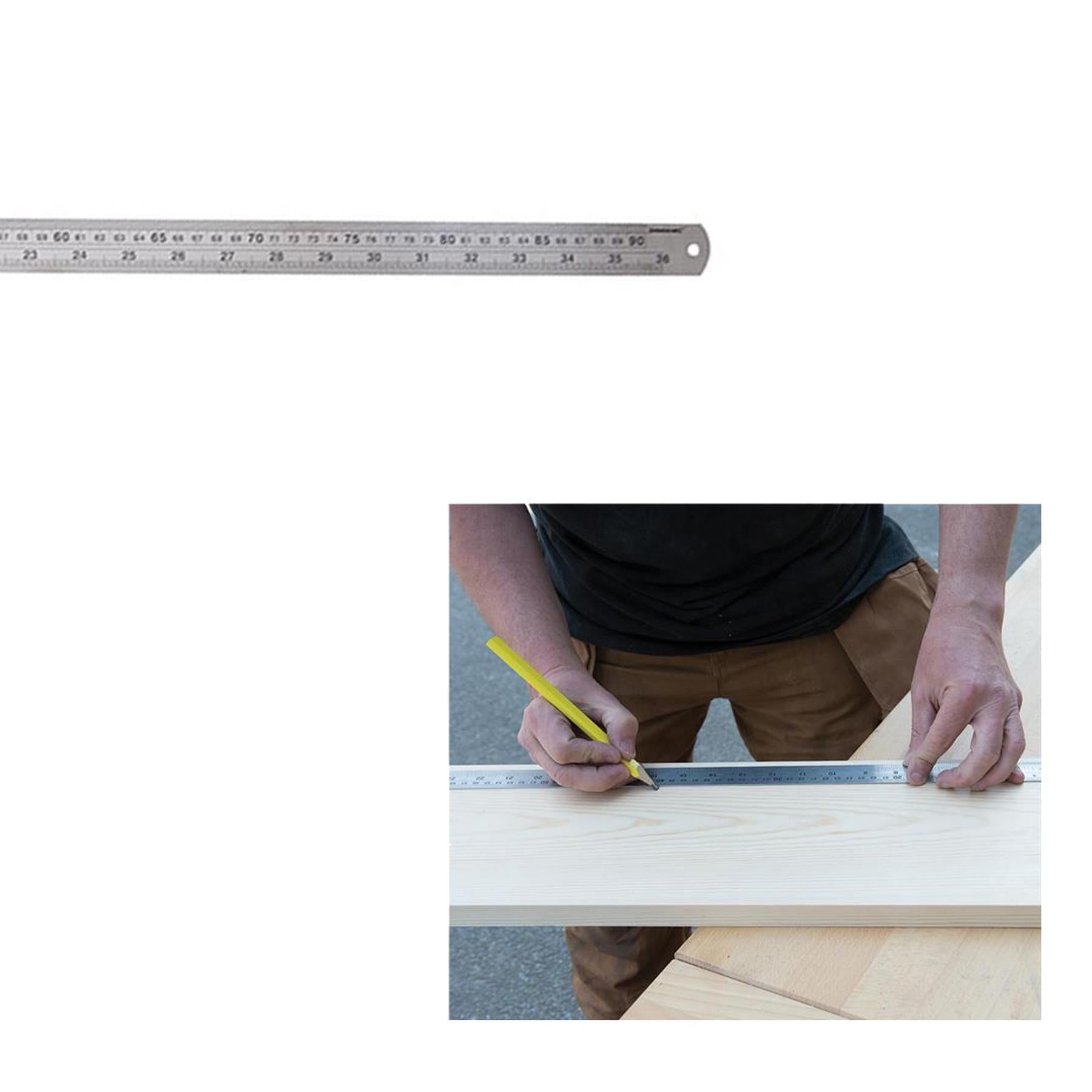 36" 90cm 900mm Stainless Steel Ruler Metal Rule Metric Imperial