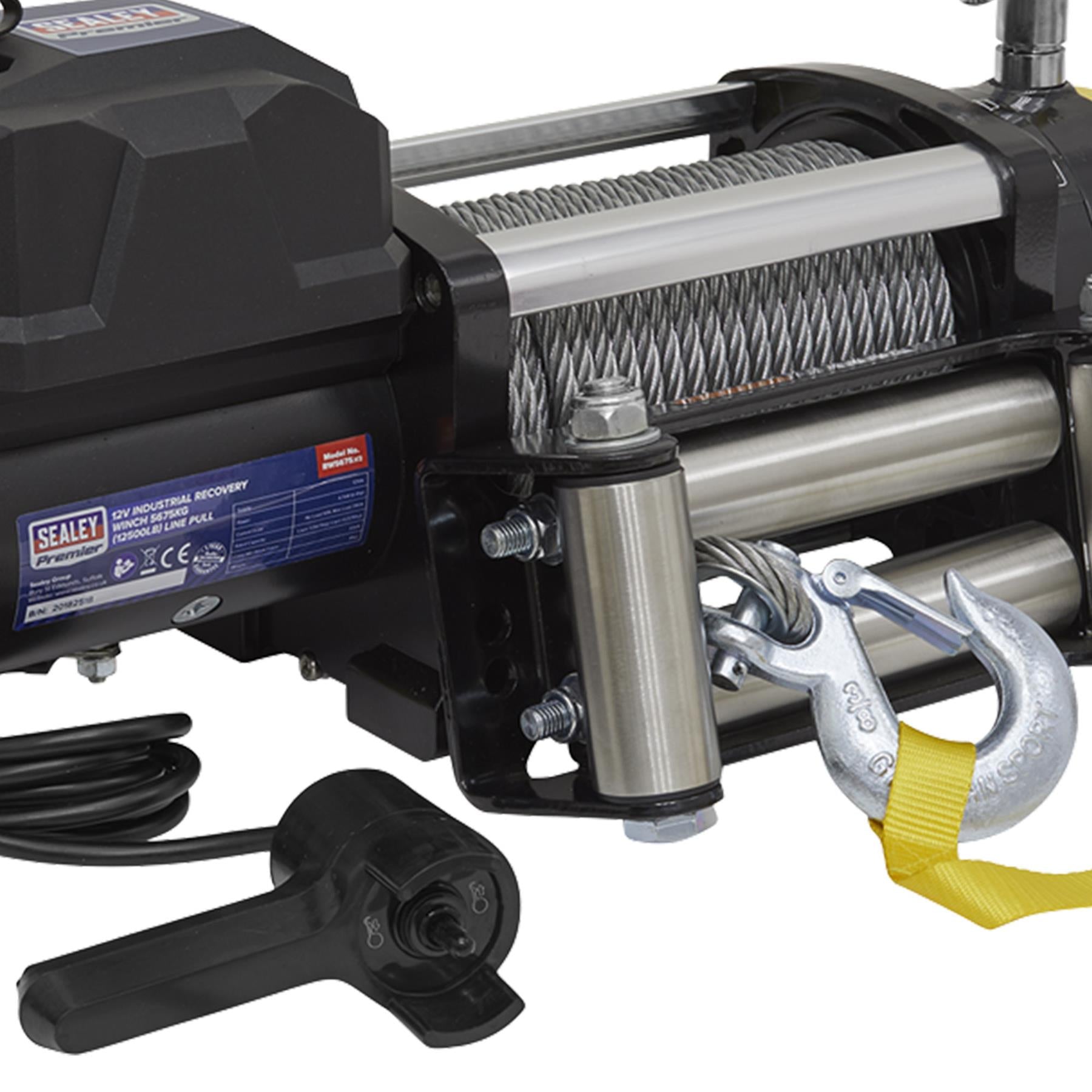 Sealey Recovery Winch 5675kg (12500lb) Line Pull 12V Industrial