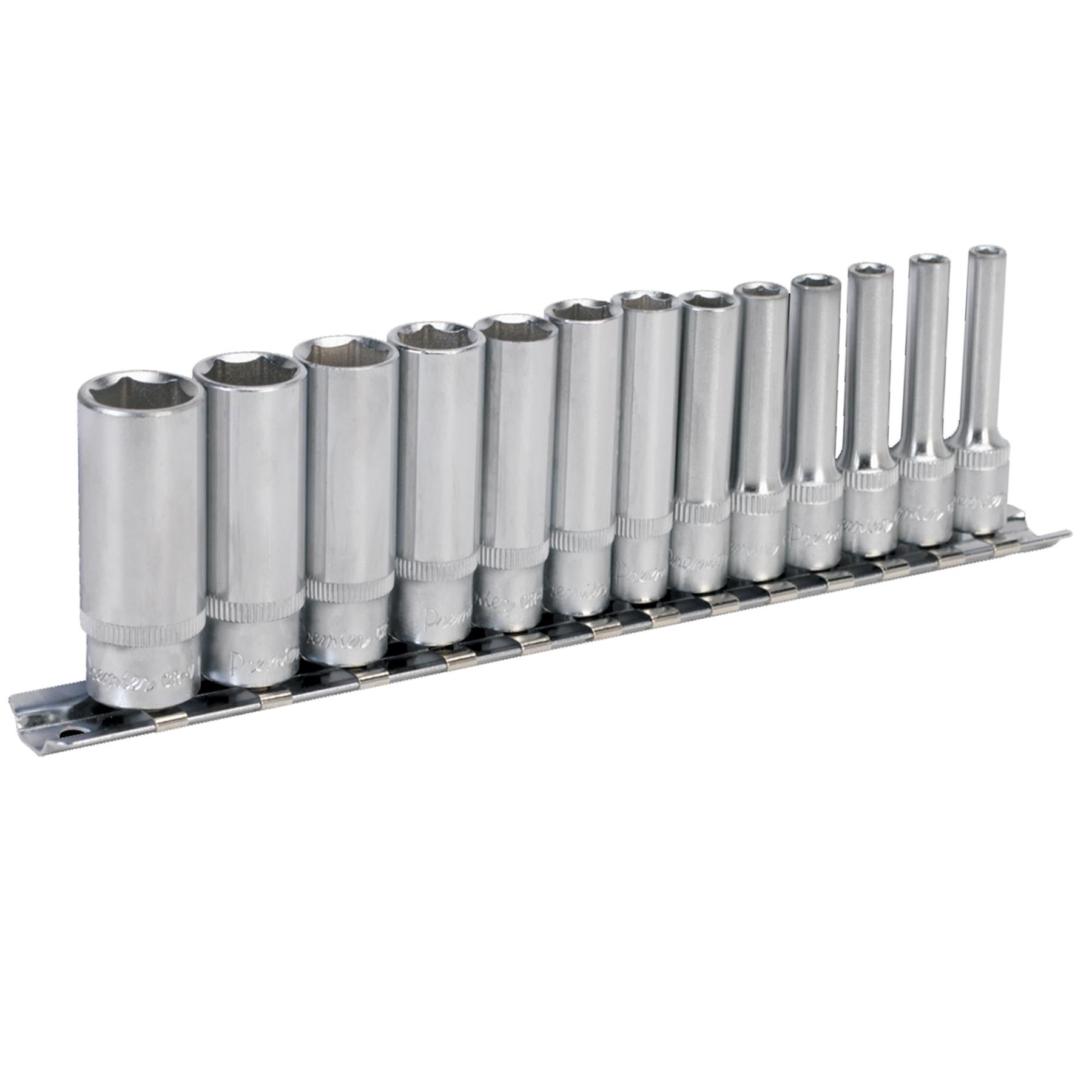 Sealey Socket Set 13pc 1/4"Sq Drive 6pt Deep WallDrive Metric