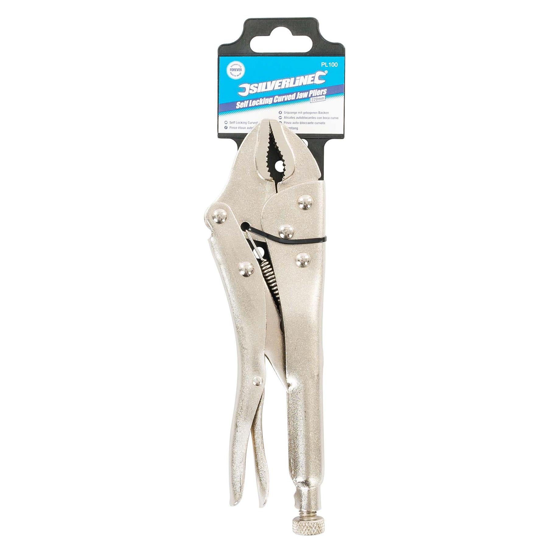 Self Locking Pliers - 220mm Curved Easy Screw Adjustment For Controlled Grip