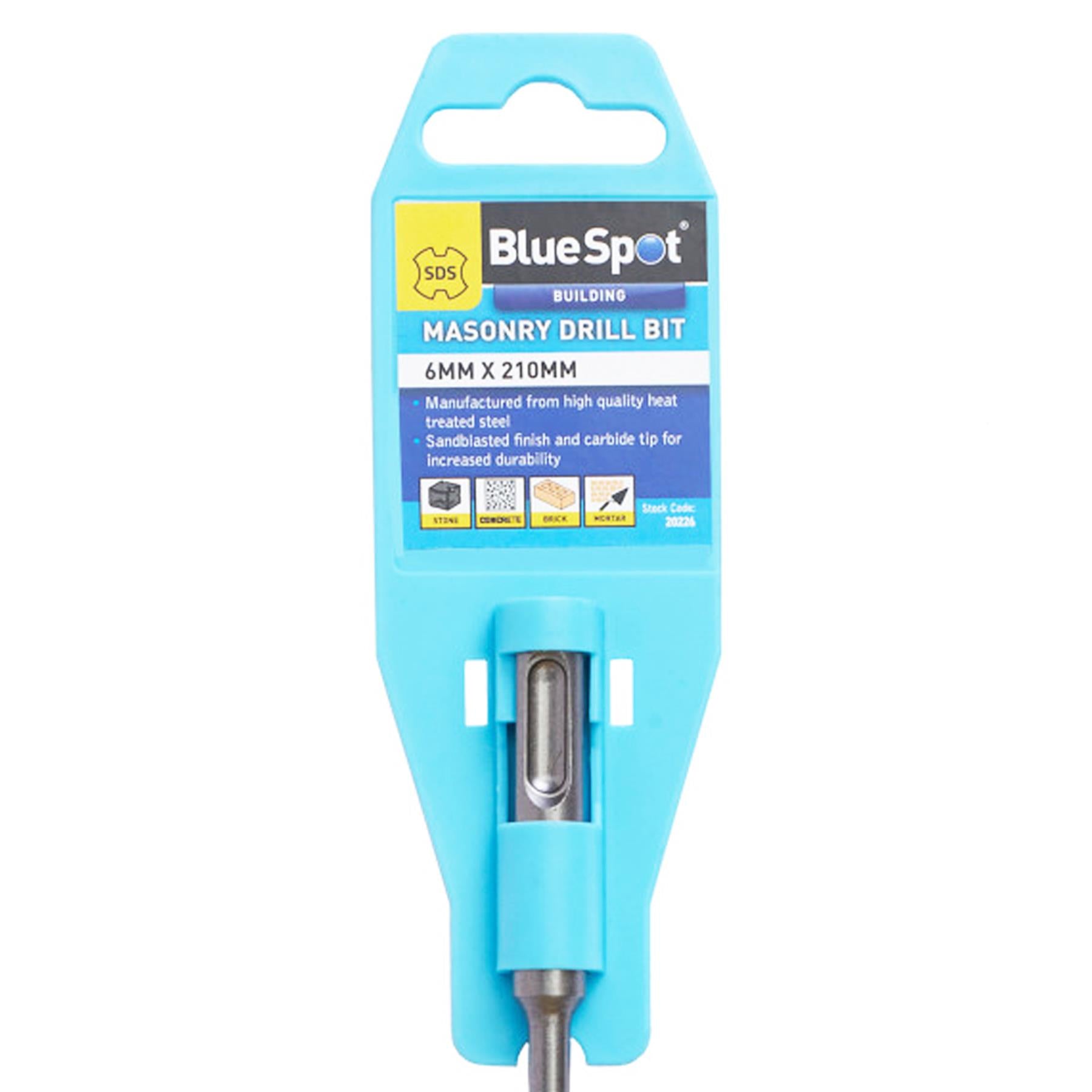 BlueSpot SDS Masonry Hammer Drill Bit Brick Concrete Stone 6mm x 210mm