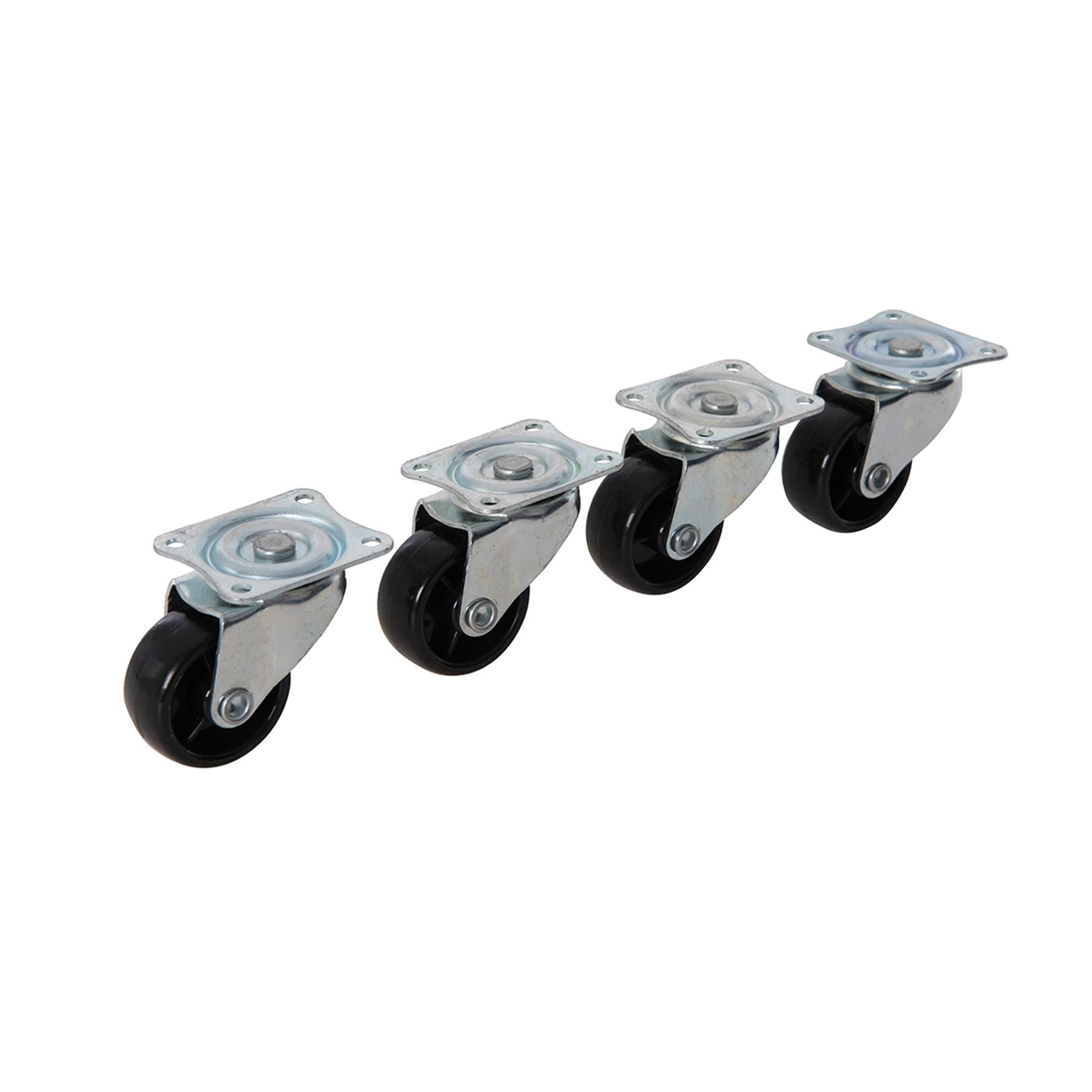 4Pk Light Duty Swivel Action Castors - 41mm Plate With Non-Marking Tyres