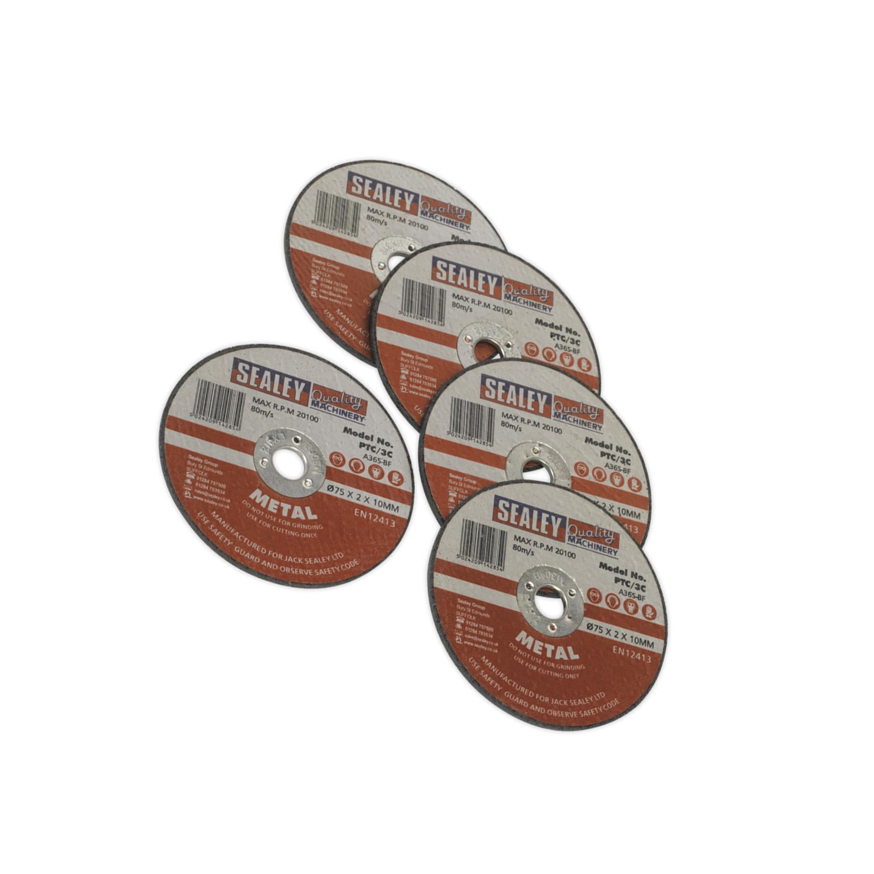 Sealey Cutting Disc Ø75 x 2mm Ø10mm Bore Pack of 5