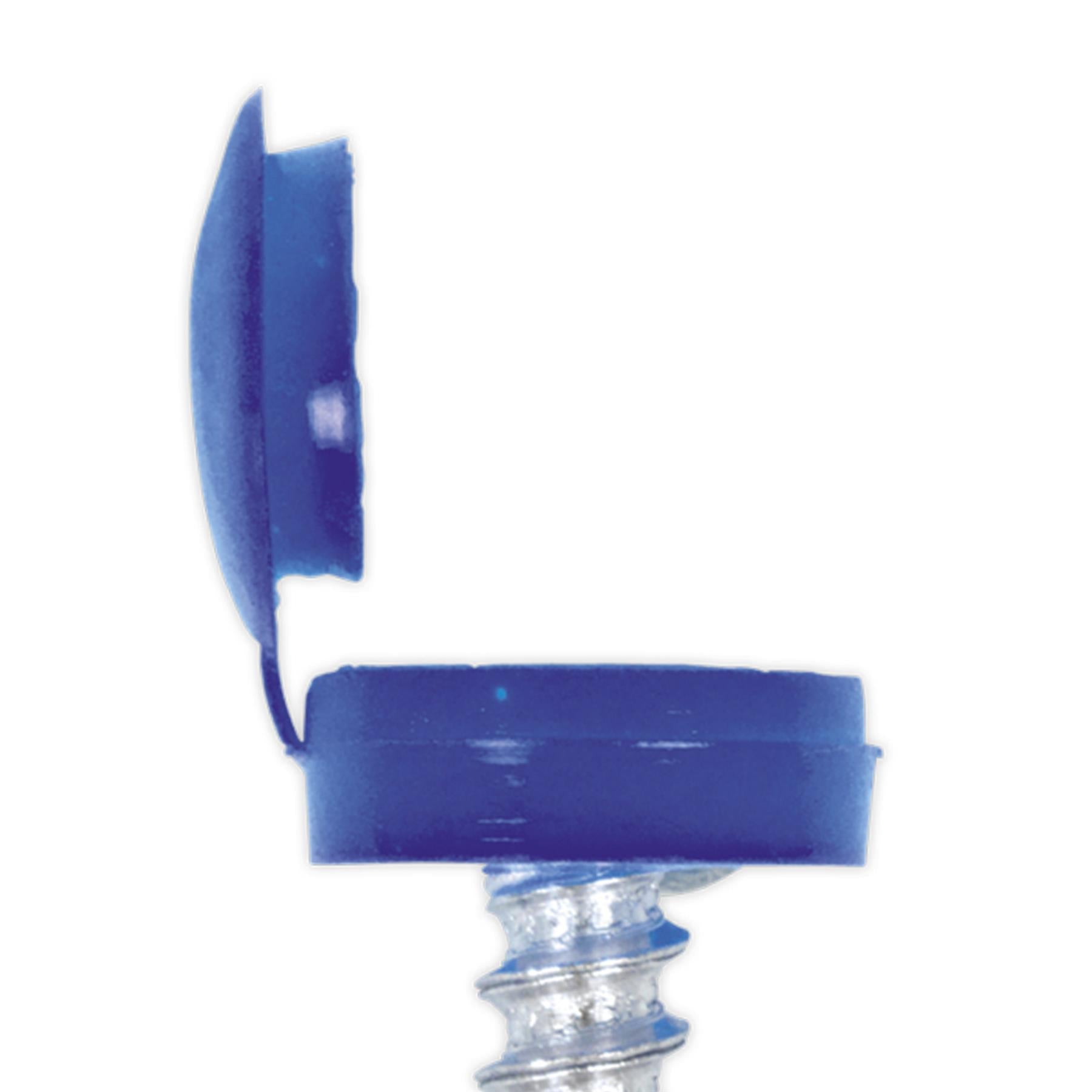 Sealey Numberplate Screw & Flip Cap 4.2 x 19mm Blue Pack of 50