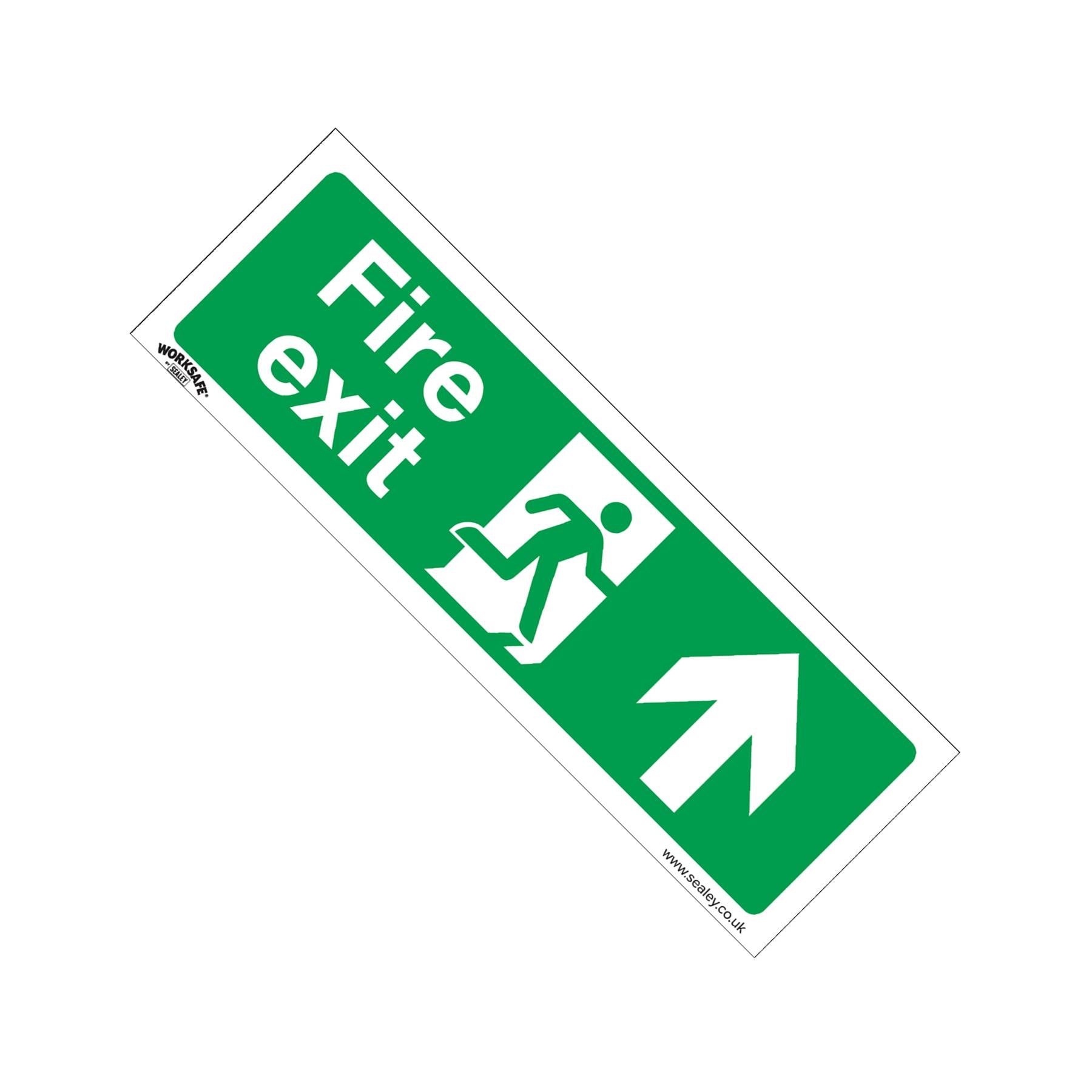 Sealey Safety Sign - Fire Exit (Up) - Slf-Adhes. Vinyl - Pack of 10