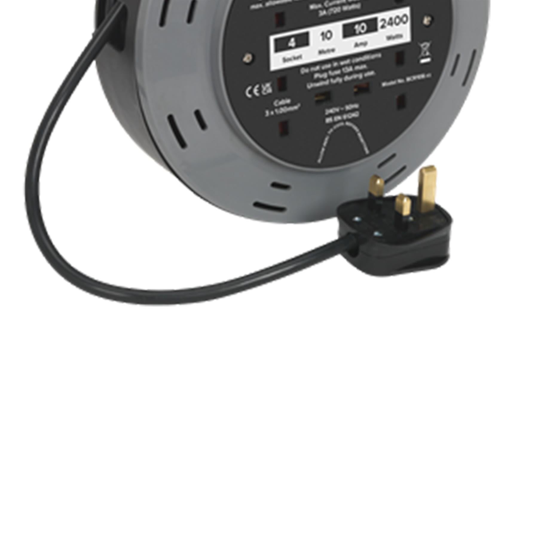 Sealey Cassette Type Cable Reel 10m 4 x 230V 1.00mm� Thermal Trip