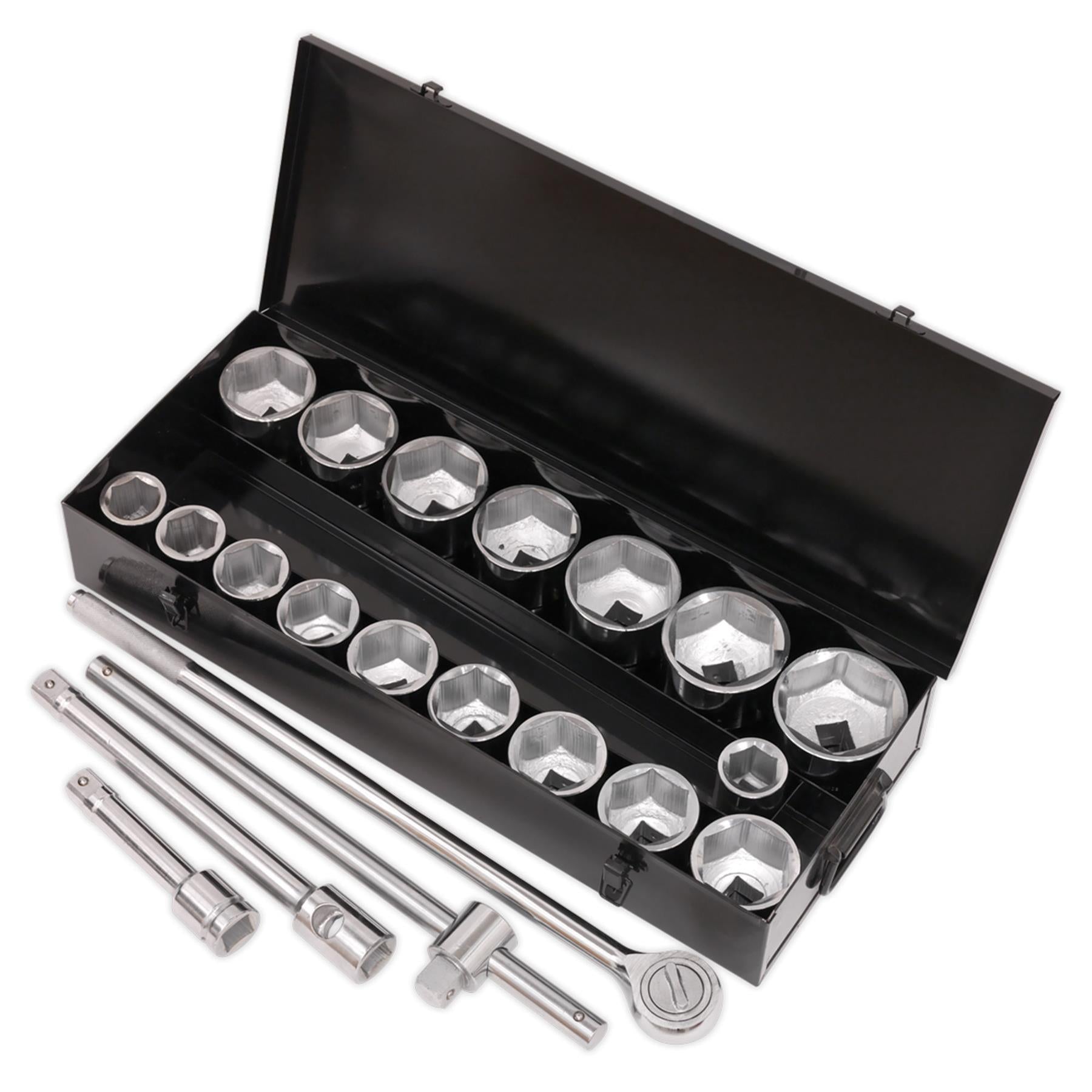 Sealey Socket Set 21pc 1"Sq Drive 6pt WallDrive Metric