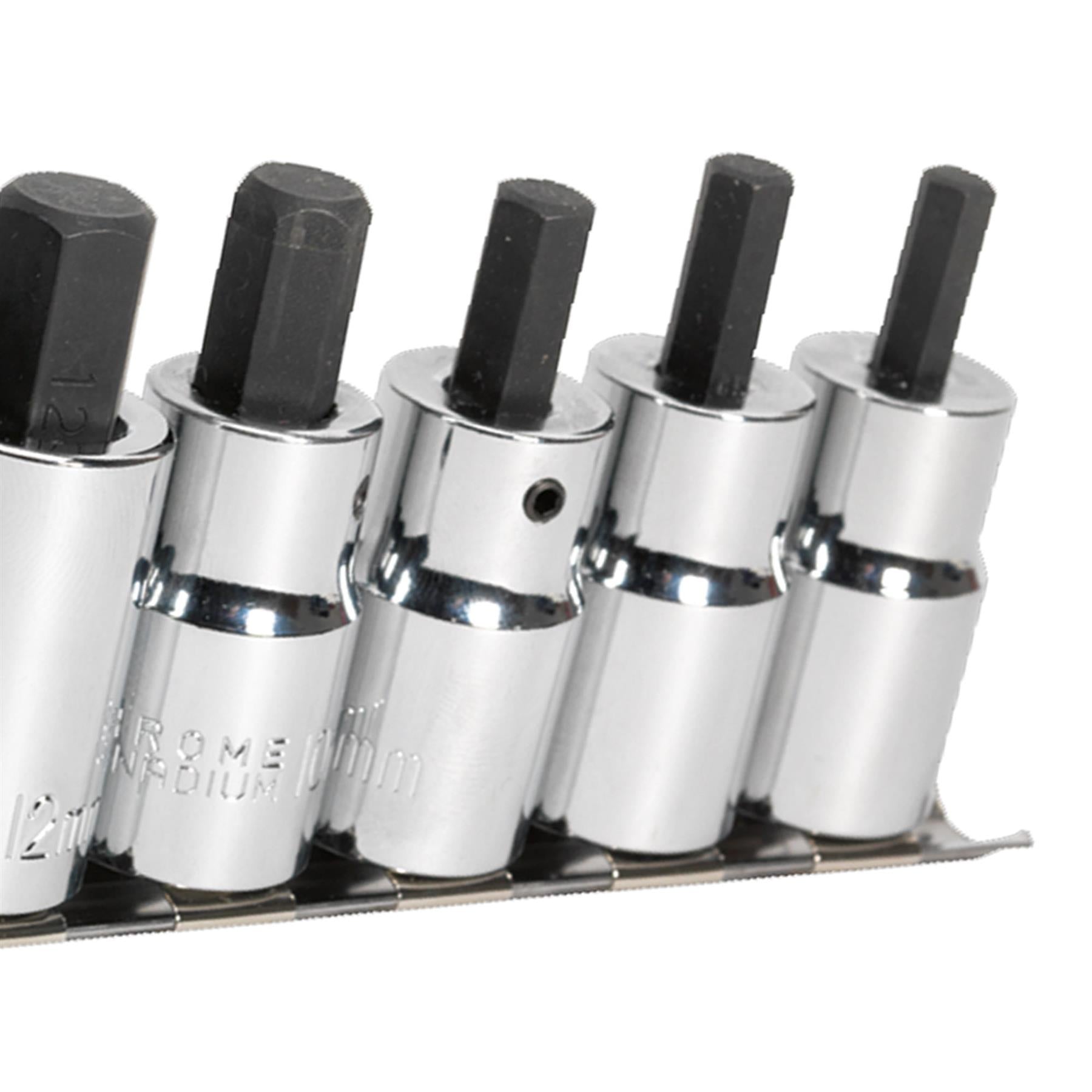 Sealey Hex Socket Bit Set 8pc 1/2"Sq Drive Metric