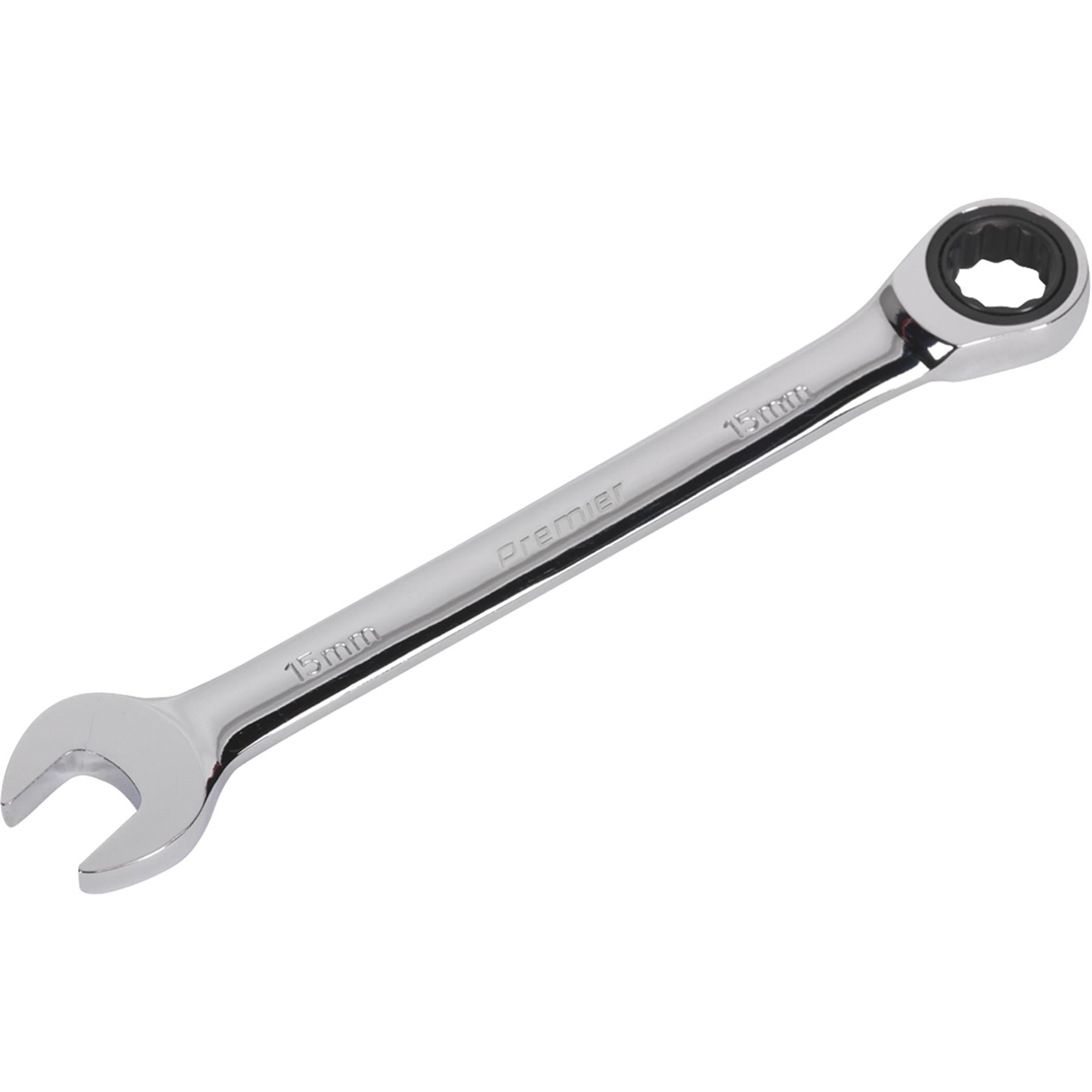 Sealey Ratchet Combination Spanner 15mm Chrome Vanadium steel