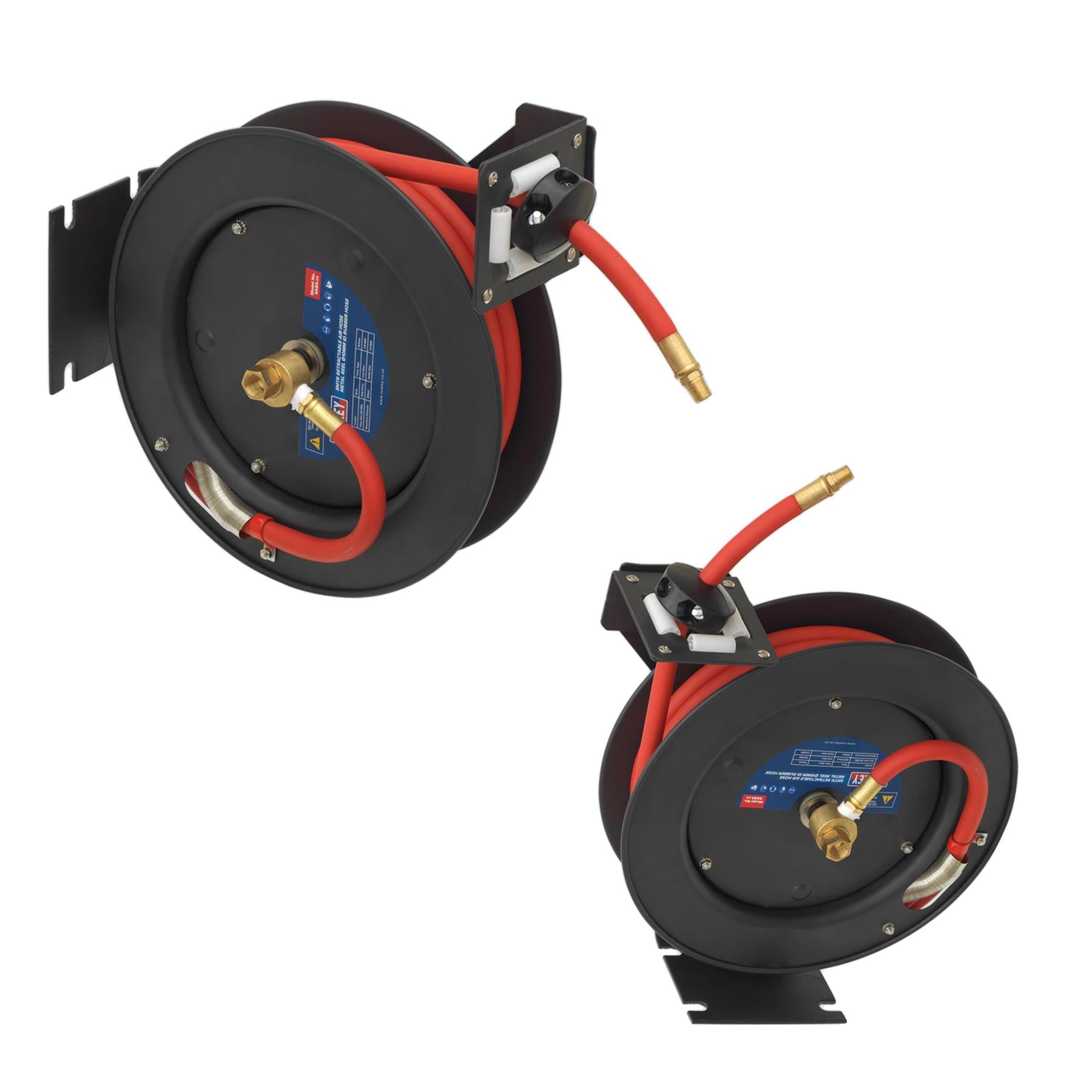 Sealey Retractable Air Hose Steel Reel 8m 10mm ID Rubber Hose