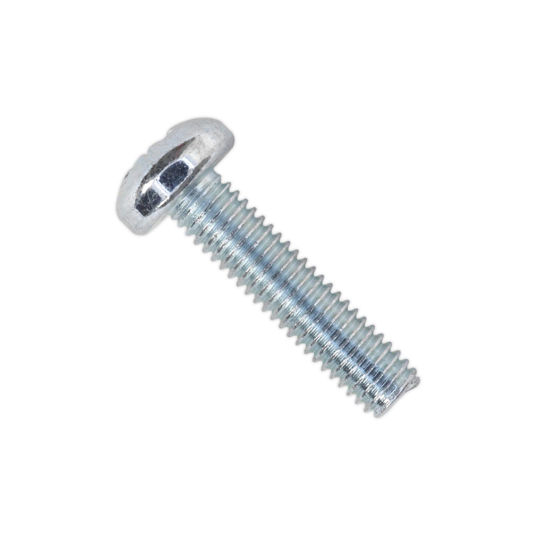 Sealey Machine Screw M6 x 25mm Pan Head Pozi Zinc Pack of 50