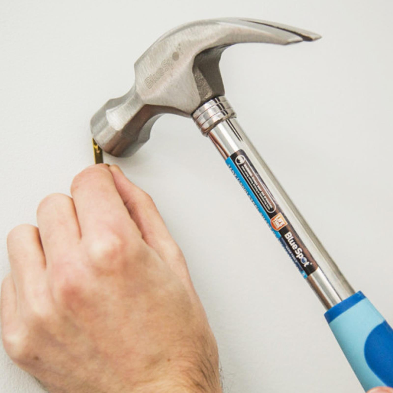 BlueSpot Claw Hammer Fibreglass 16oz Hardened Steel Curved Head Rubber Grip Nail Puller